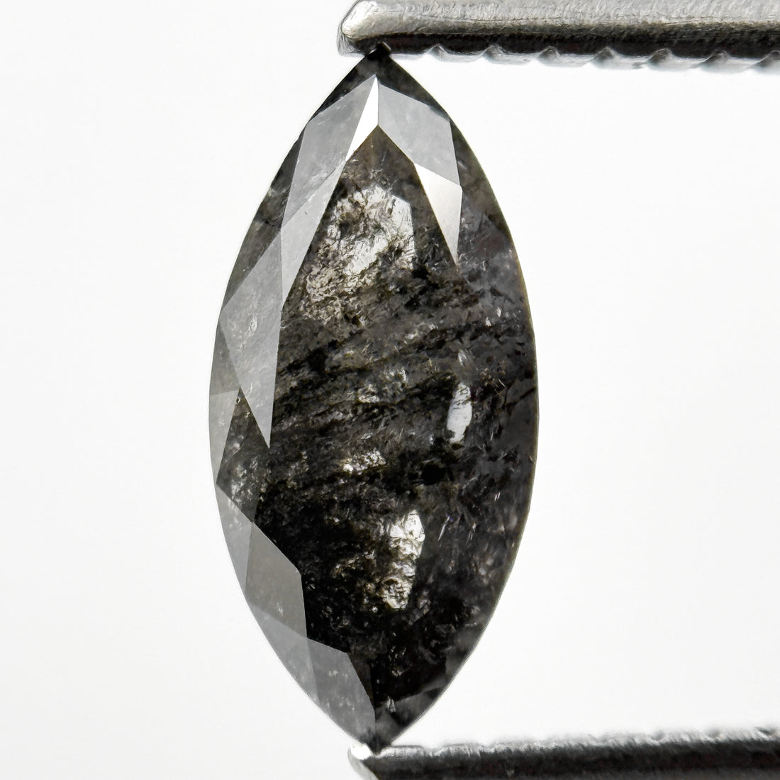 1.19 Ct Marquise Rose Cut Grey Natural Salt and pepper Diamond