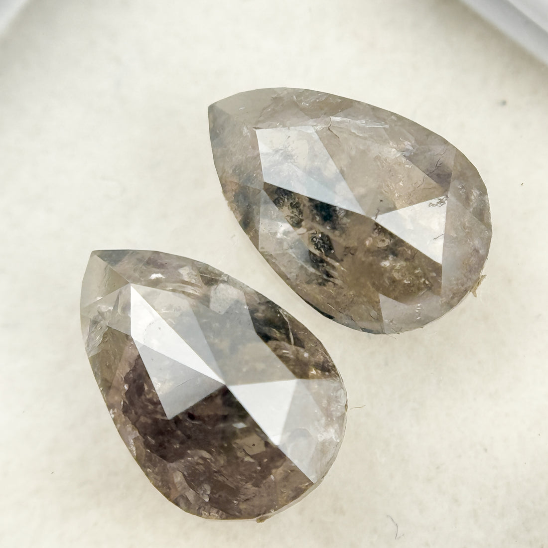 2.22 Ct Pear Rose Cut Grey Natural Salt and Pepper Diamond