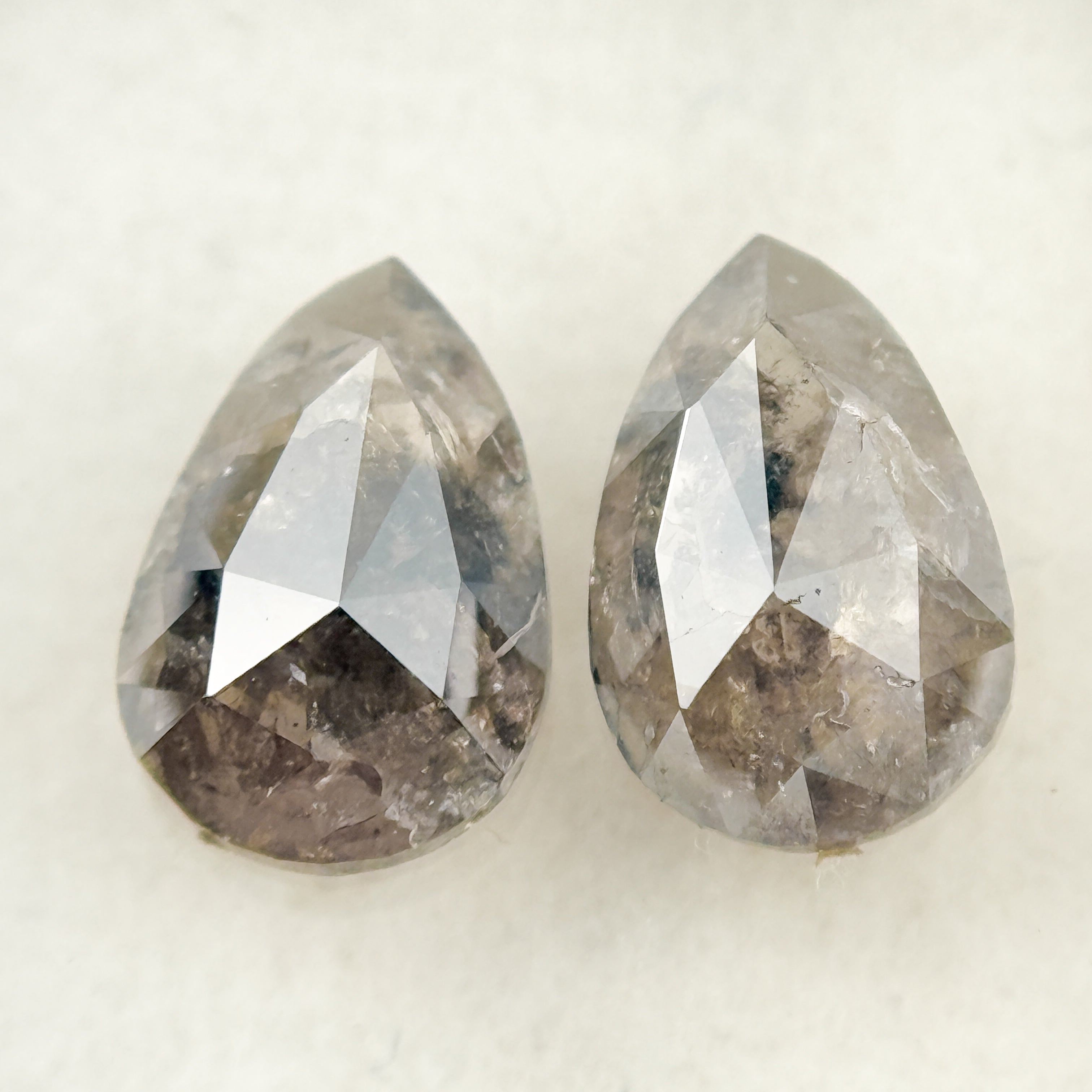 2.22 Ct Pear Rose Cut Grey Natural Salt and Pepper Diamond