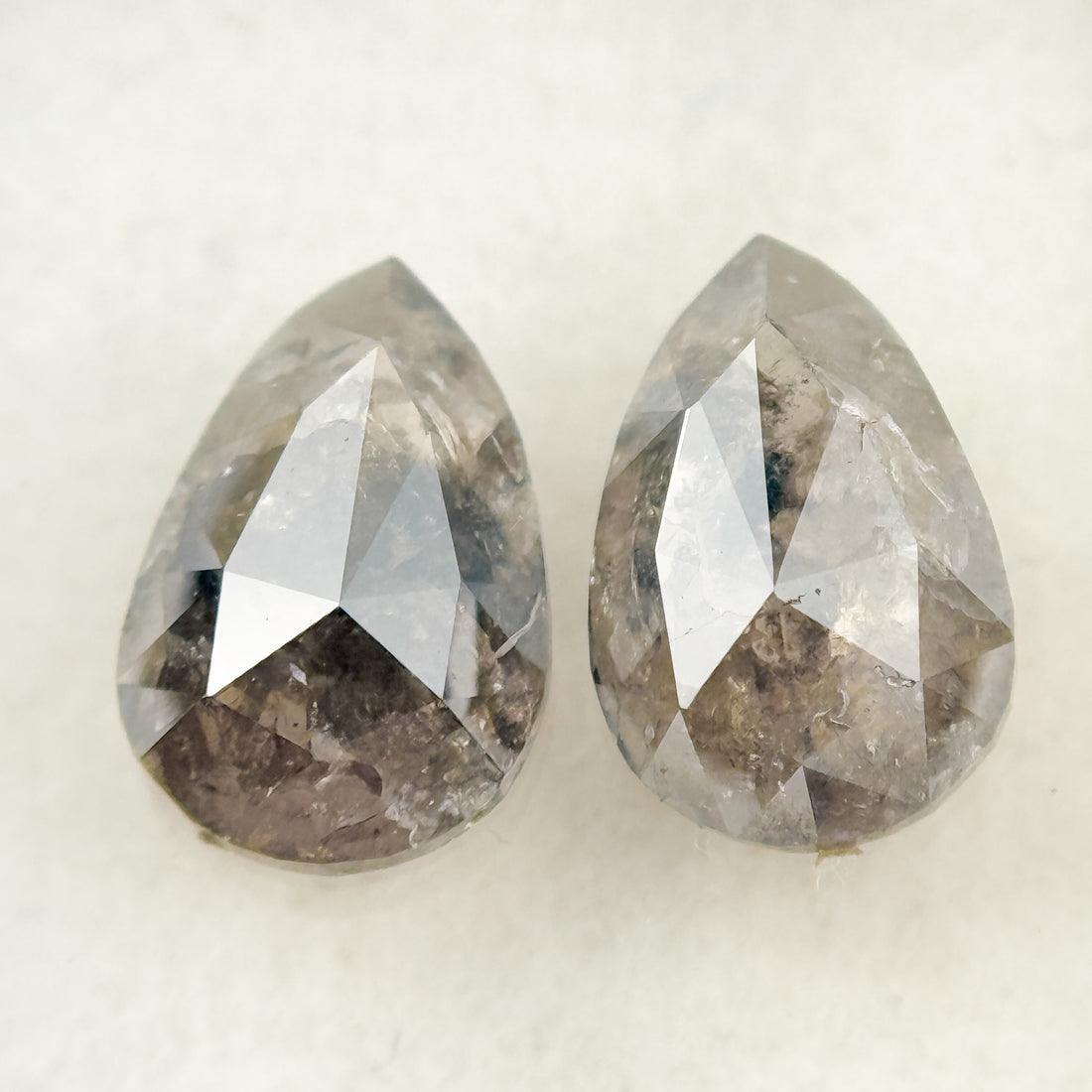 2.22 Ct Pear Rose Cut Grey Natural Salt and Pepper Diamond