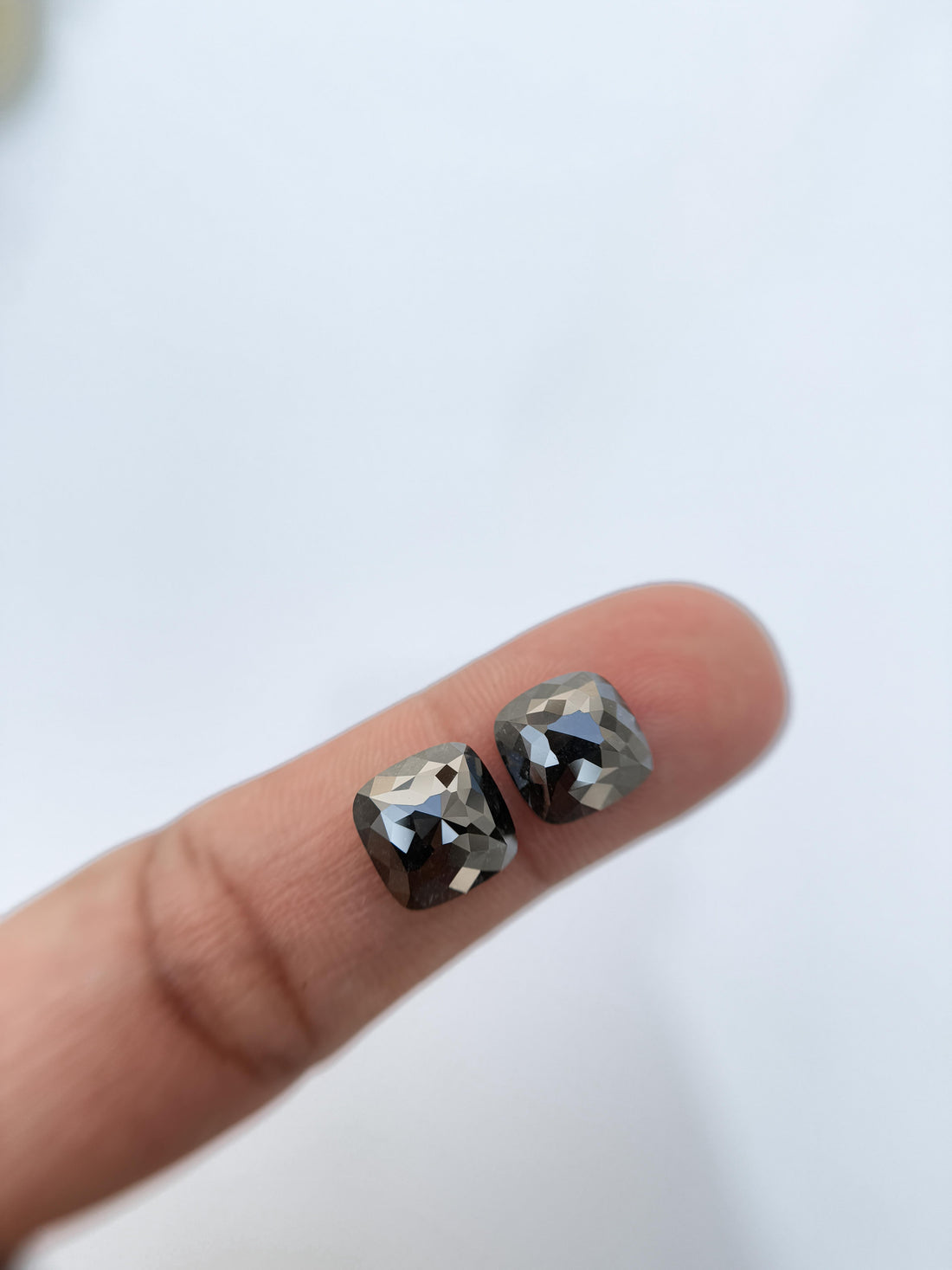 7.80 Ct Square Rose Cut Black Natural Salt and Pepper Diamond