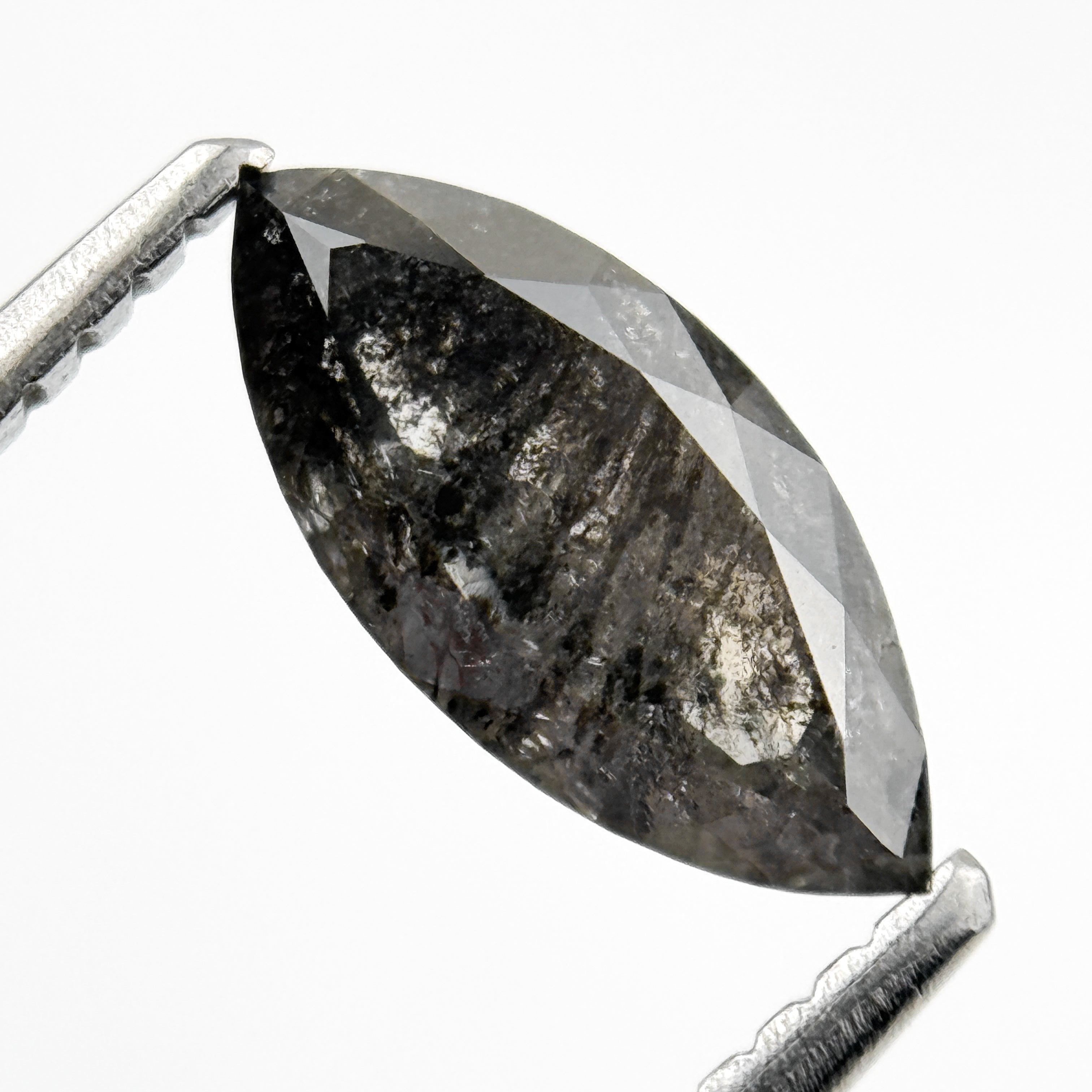 1.19 Ct Marquise Rose Cut Grey Natural Salt and pepper Diamond