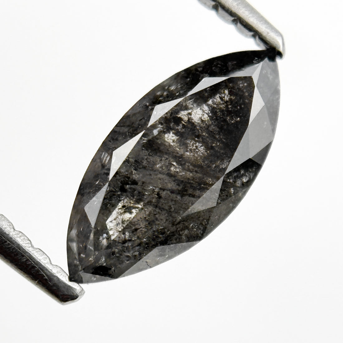 1.19 Ct Marquise Rose Cut Grey Natural Salt and pepper Diamond