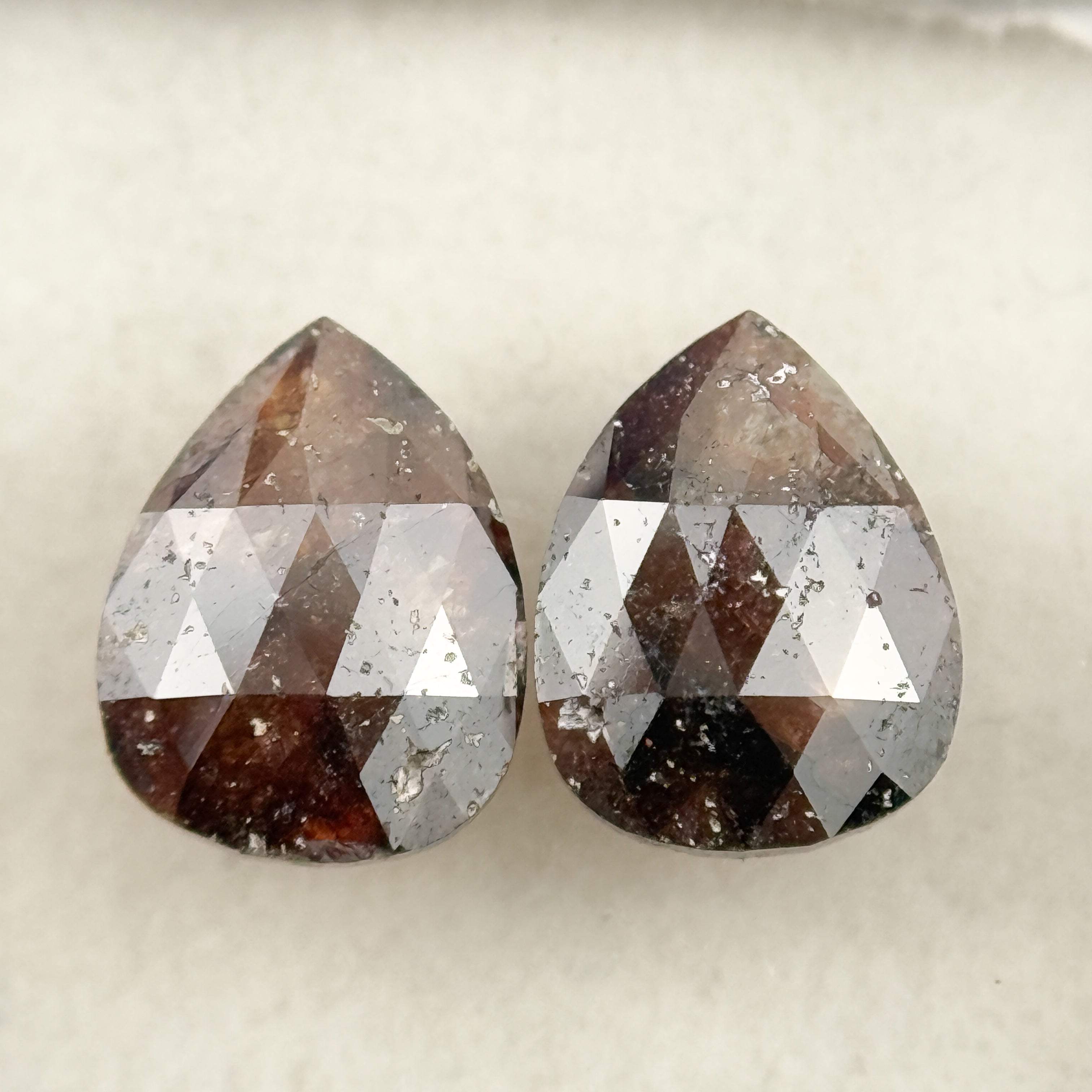 1.74 Ct Pear Rose Cut Red Natural Salt and Pepper Diamond