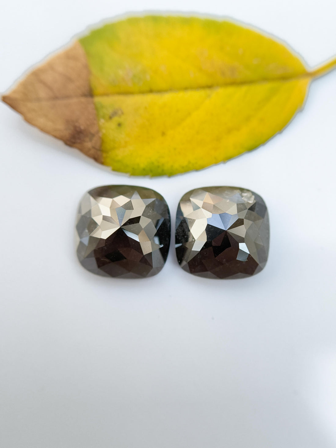 9.5 MM Square Rose Cut Black Natural Diamond Pair