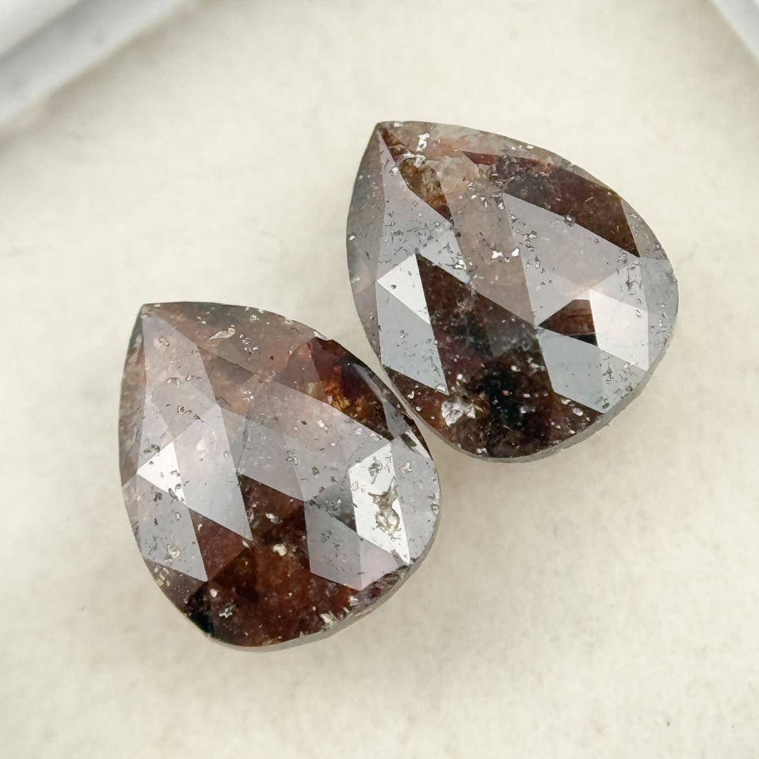 1.74 Ct Pear Rose Cut Red Natural Salt and Pepper Diamond