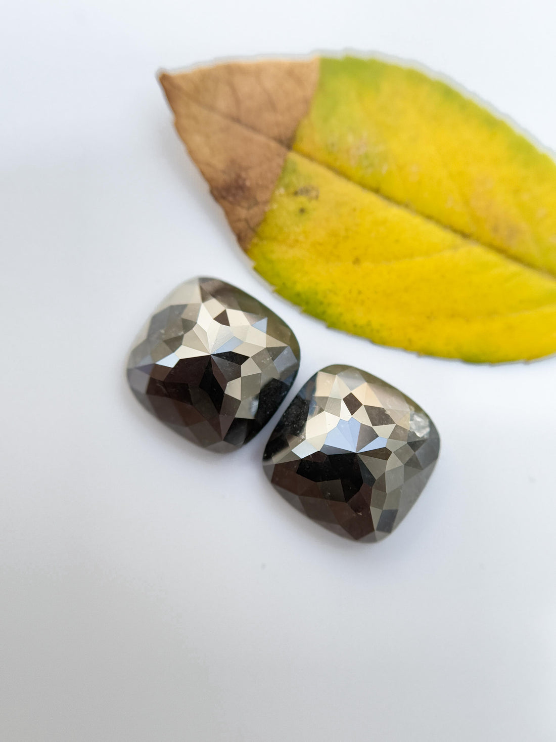 9.5 MM Square Rose Cut Black Natural Diamond Pair