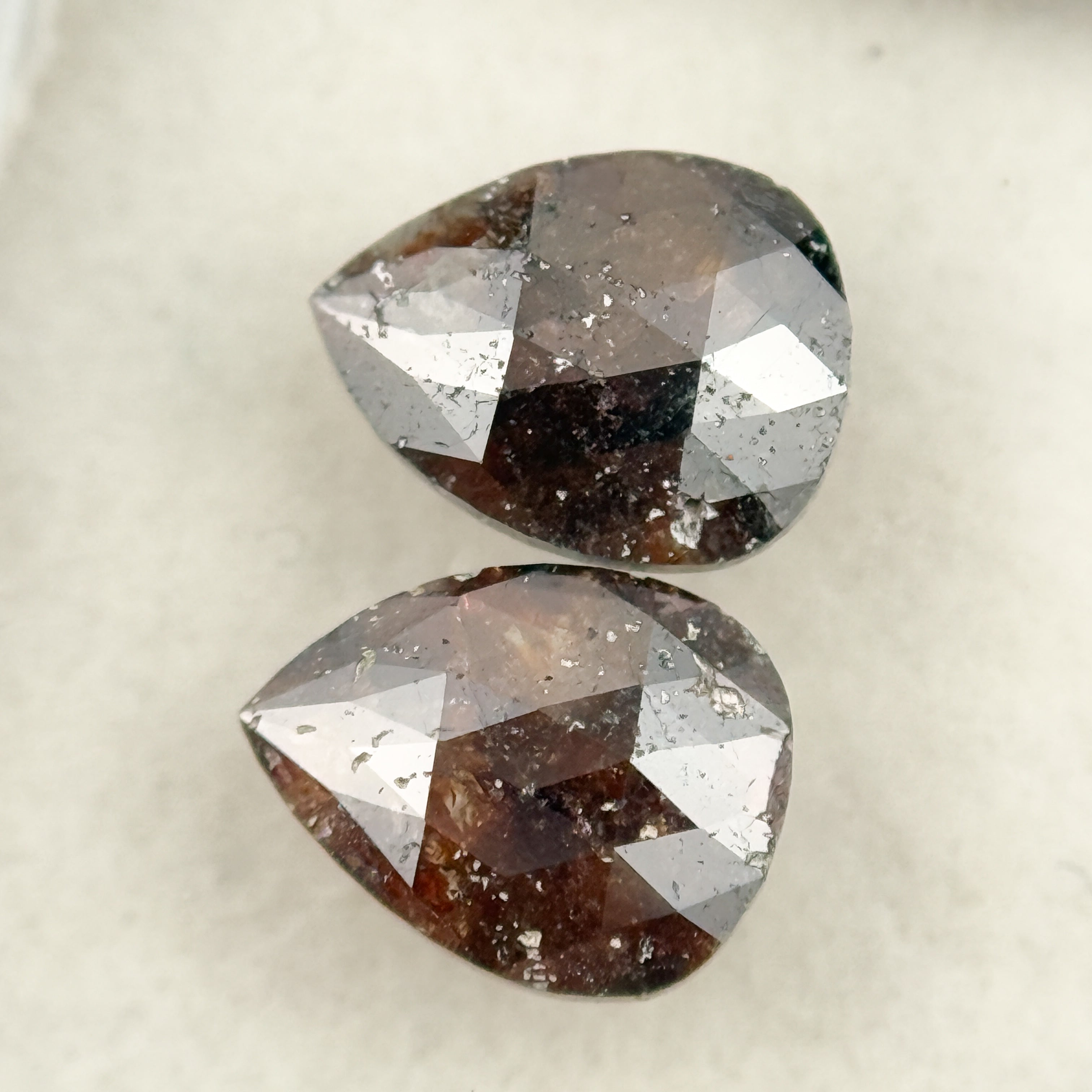 1.74 Ct Pear Rose Cut Red Natural Salt and Pepper Diamond