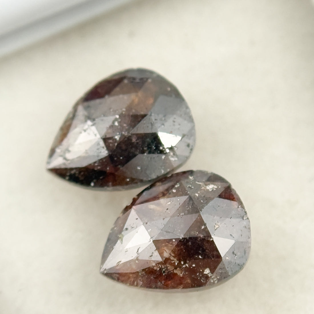 1.74 Ct Pear Rose Cut Red Natural Salt and Pepper Diamond
