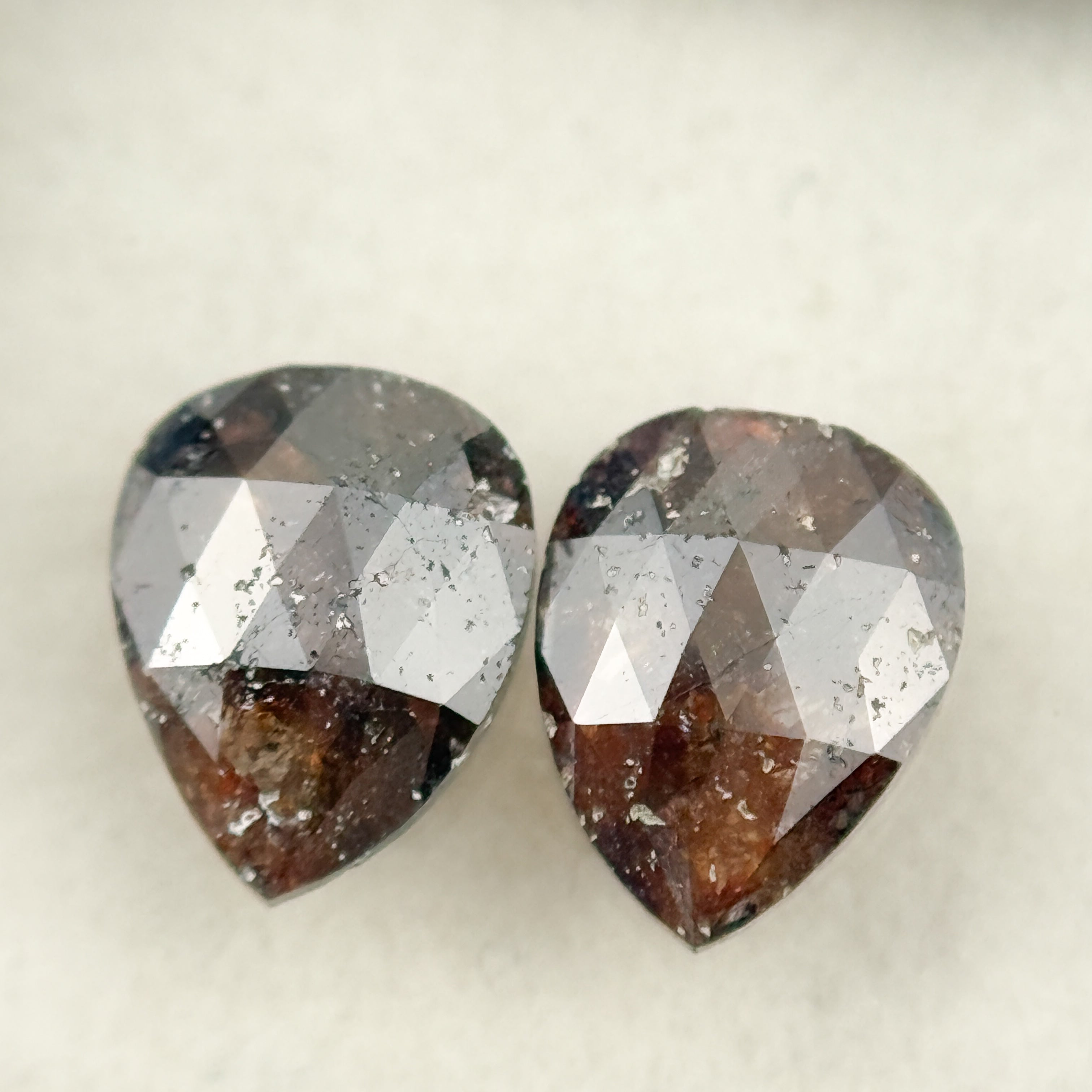 1.74 Ct Pear Rose Cut Red Natural Salt and Pepper Diamond