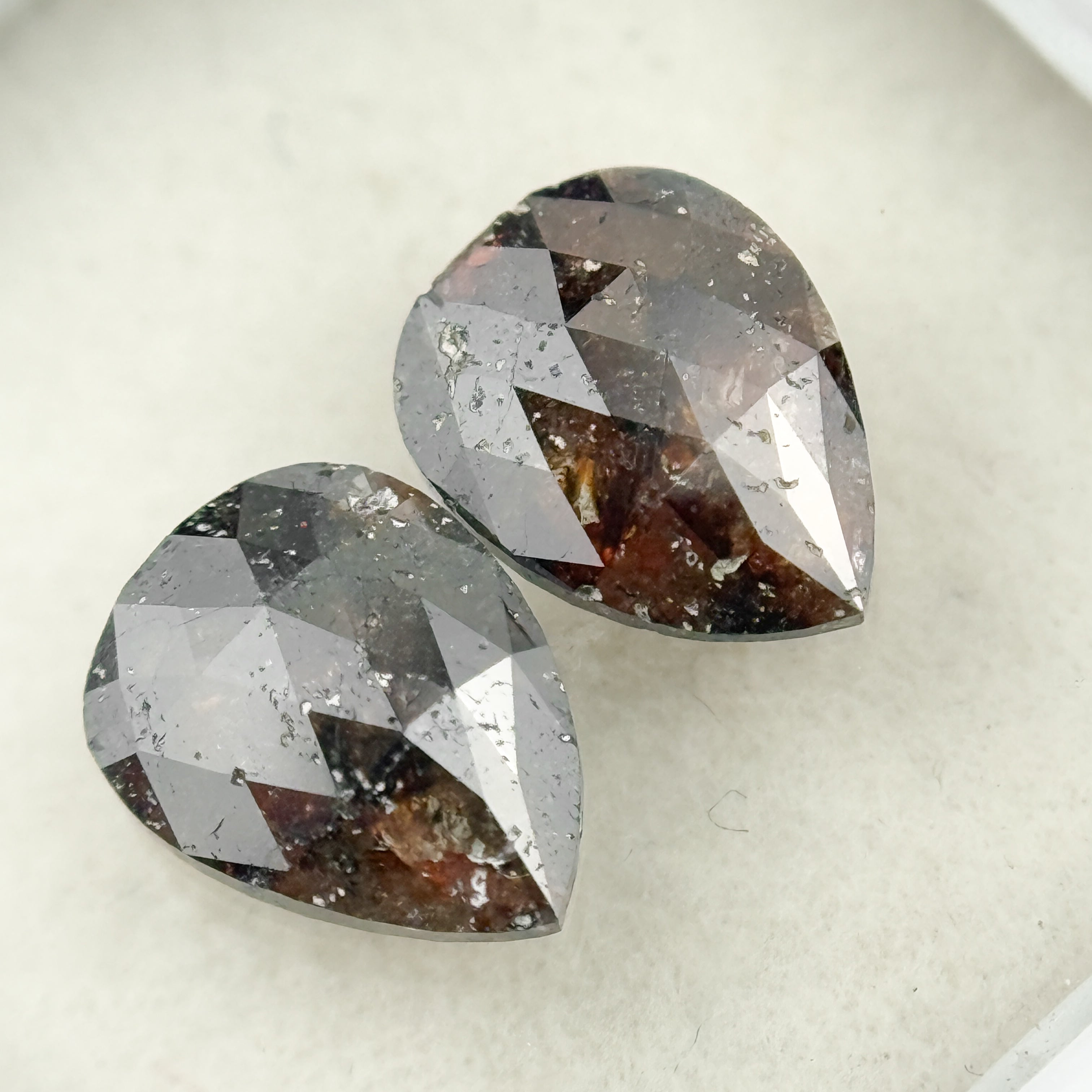 1.74 Ct Pear Rose Cut Red Natural Salt and Pepper Diamond