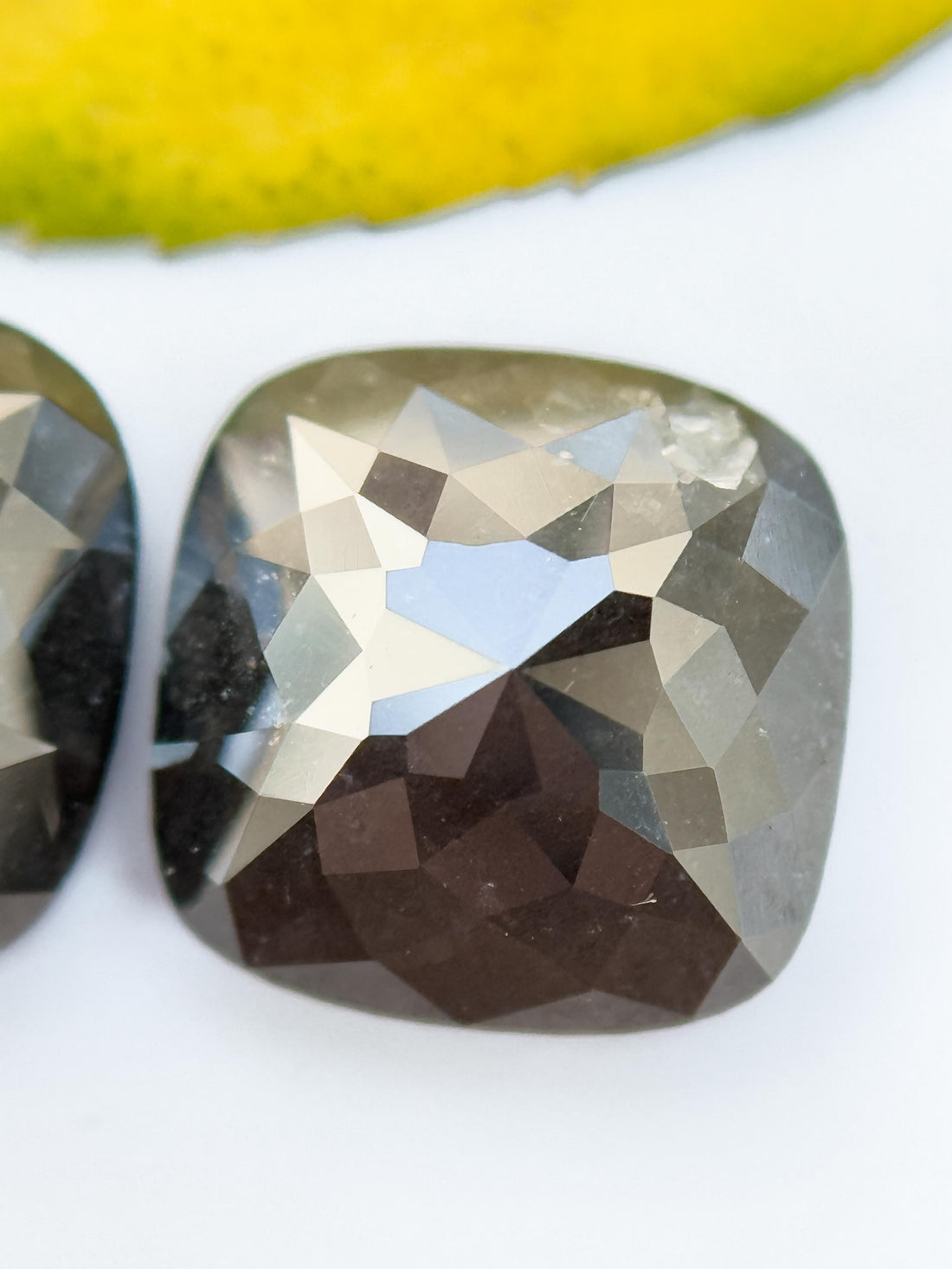 9.5 MM Square Rose Cut Black Natural Diamond Pair