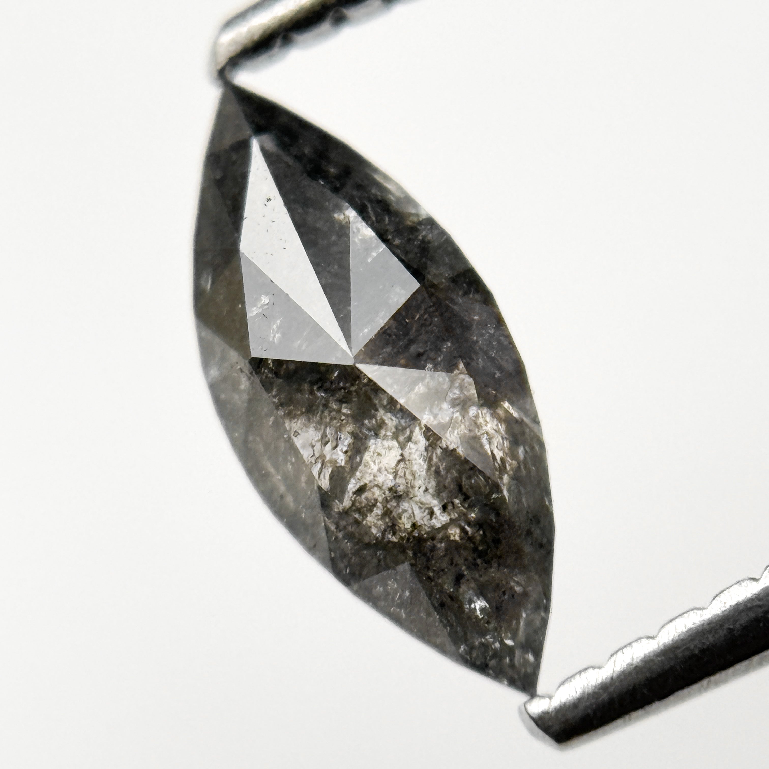 0.62 Ct Marquise Rose Cut Grey Natural Galaxy Diamond
