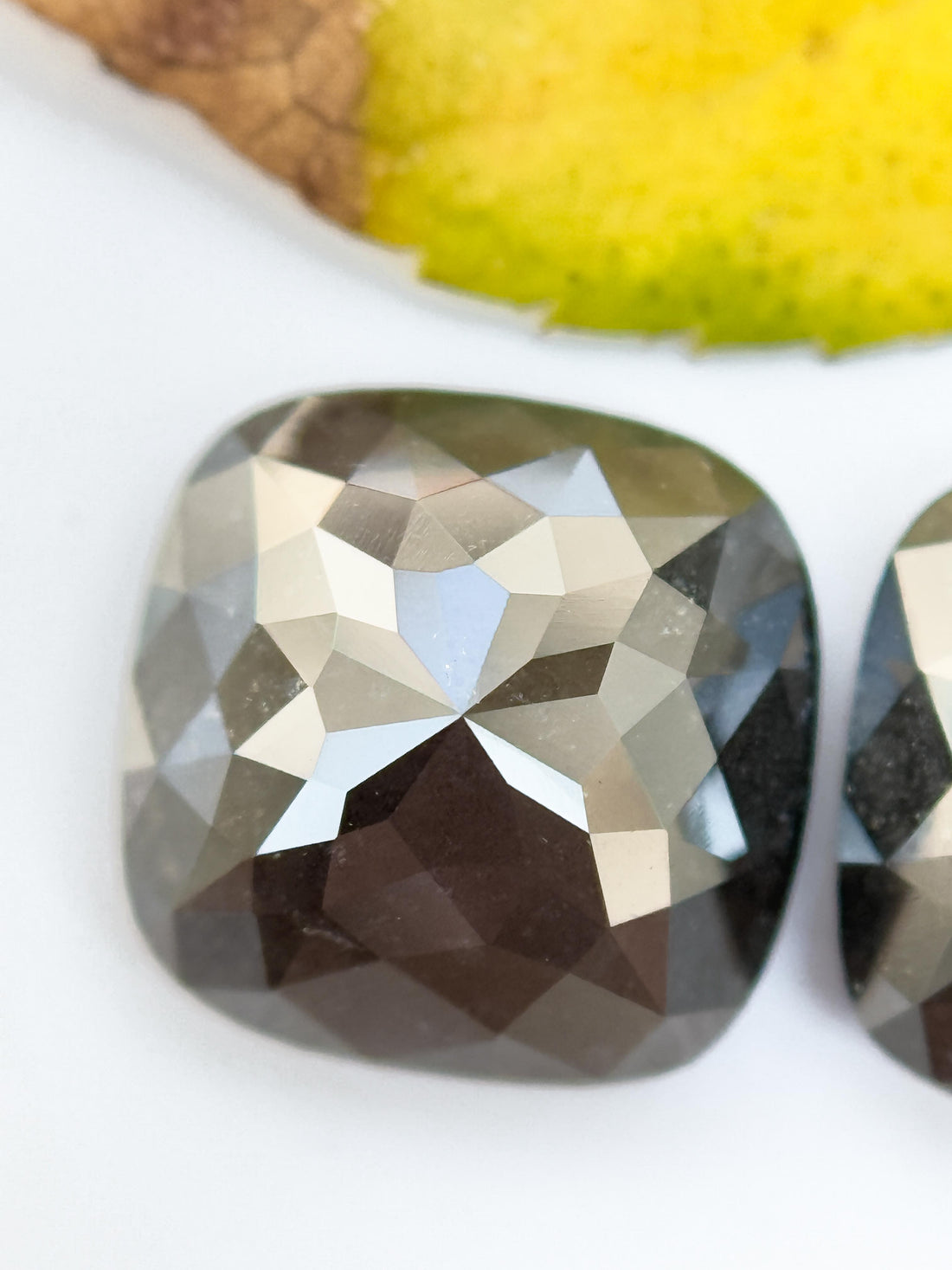 9.5 MM Square Rose Cut Black Natural Diamond Pair