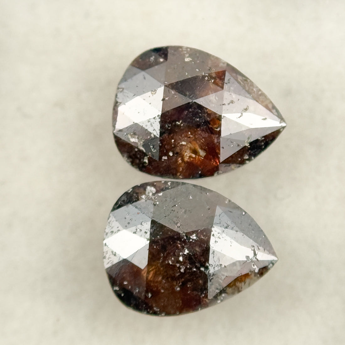 1.74 Ct Pear Rose Cut Red Natural Salt and Pepper Diamond