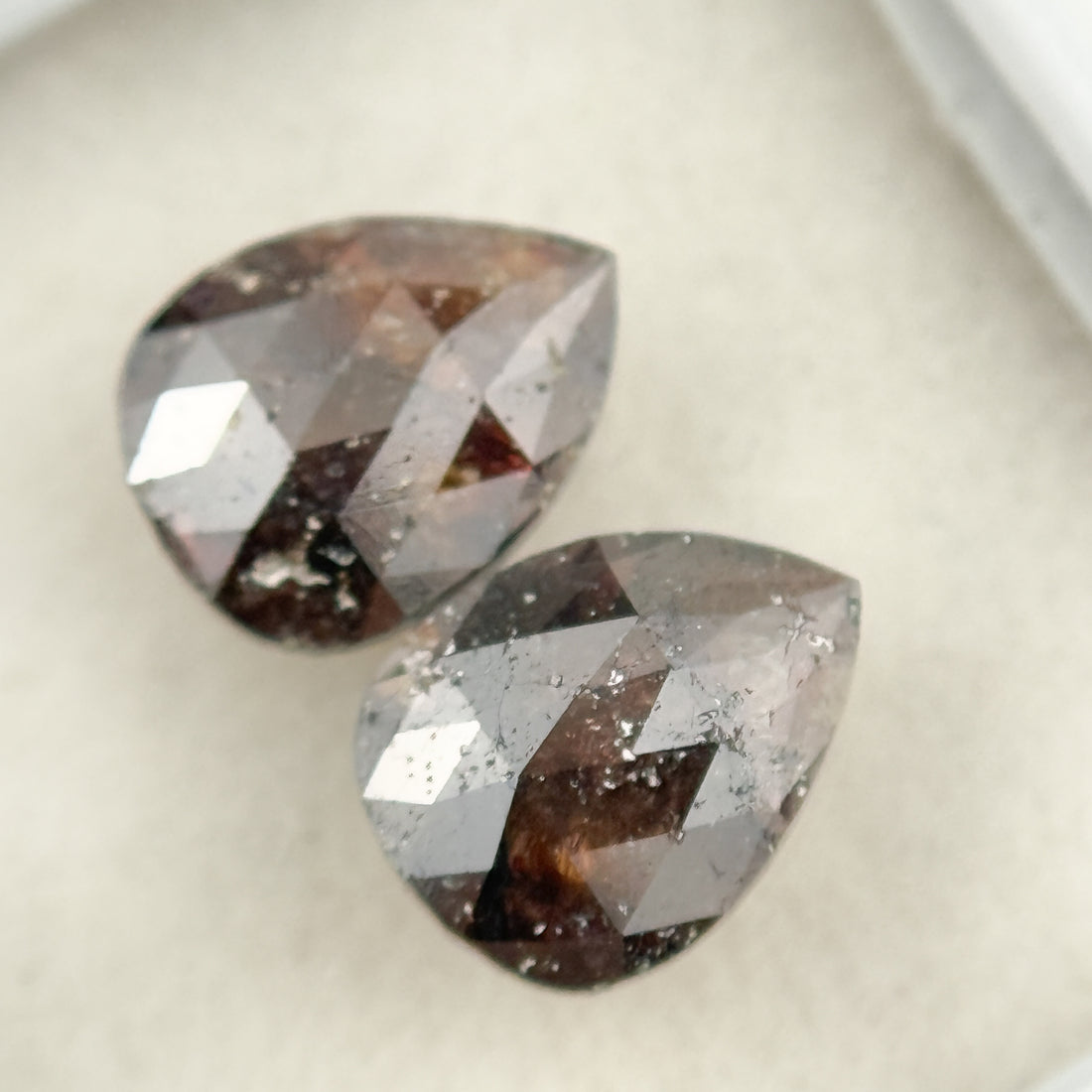 1.74 Ct Pear Rose Cut Red Natural Salt and Pepper Diamond