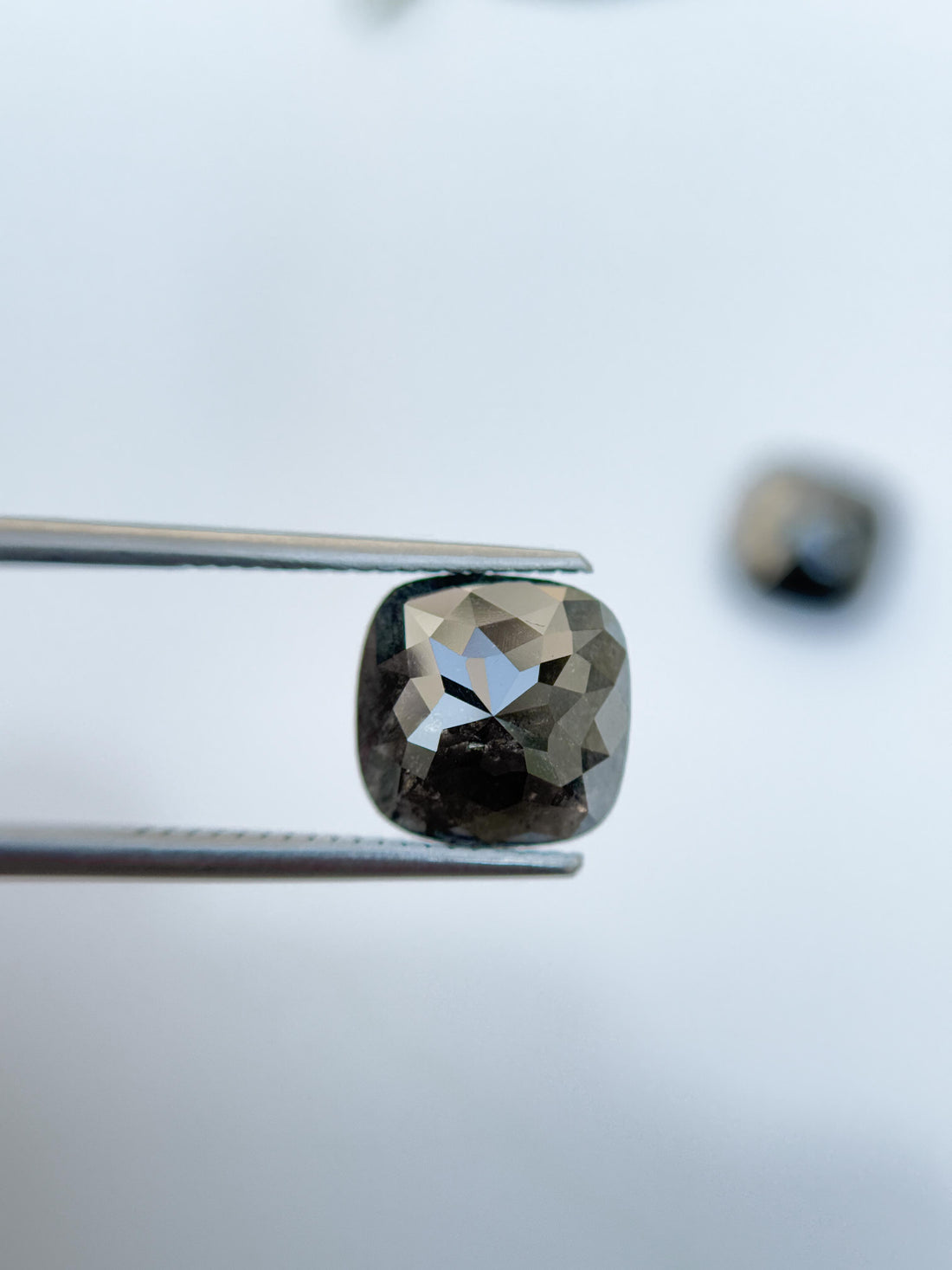 9.5 MM Square Rose Cut Black Natural Diamond Pair