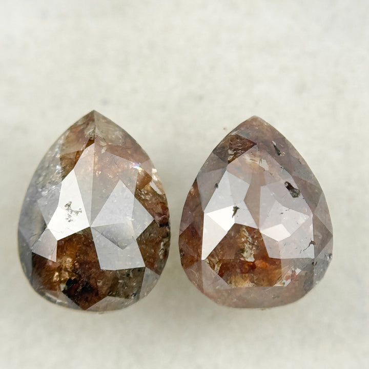 1.78 Ct Pear Rose Cut Red Natural Salt and Pepper Diamond