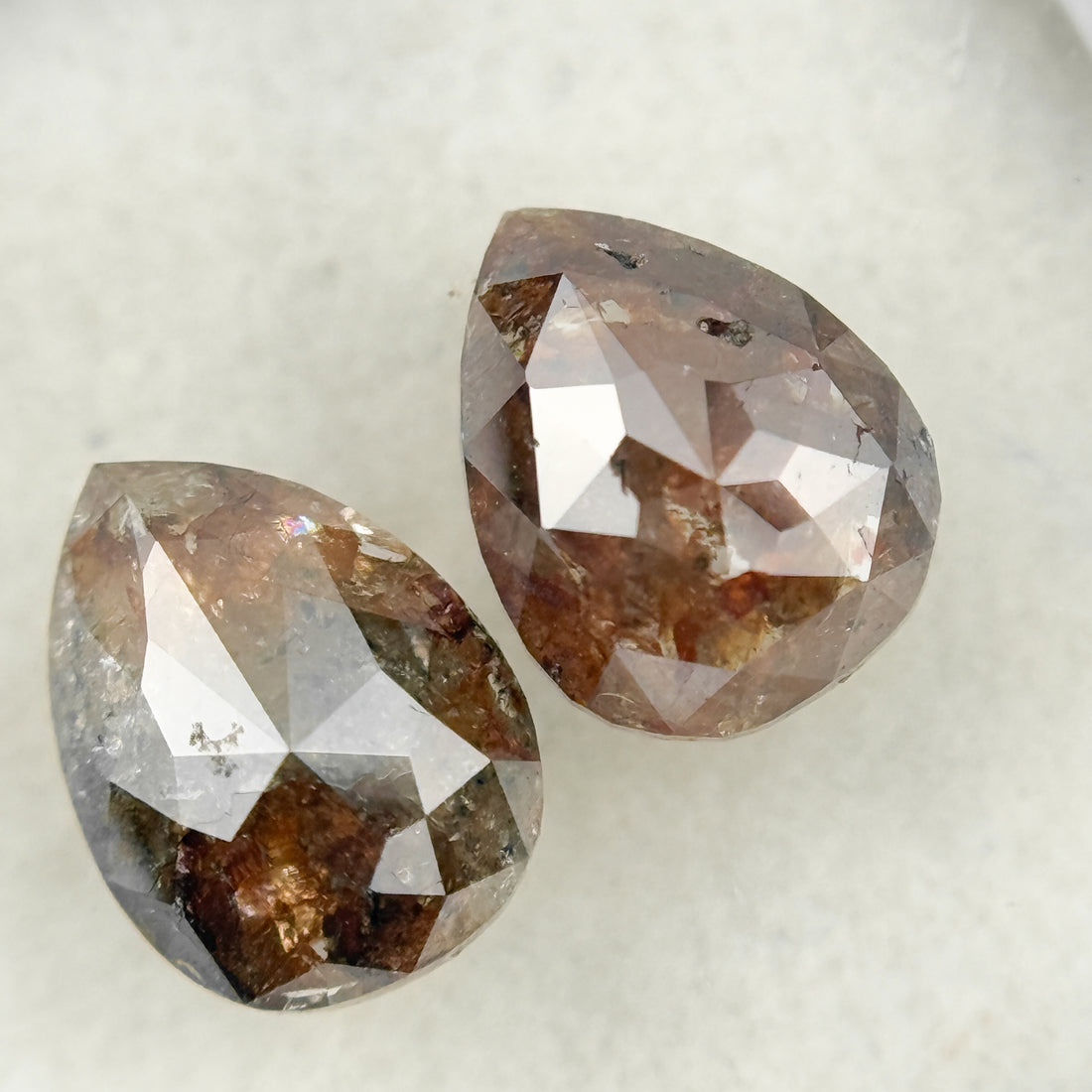 1.78 Ct Pear Rose Cut Red Natural Salt and Pepper Diamond