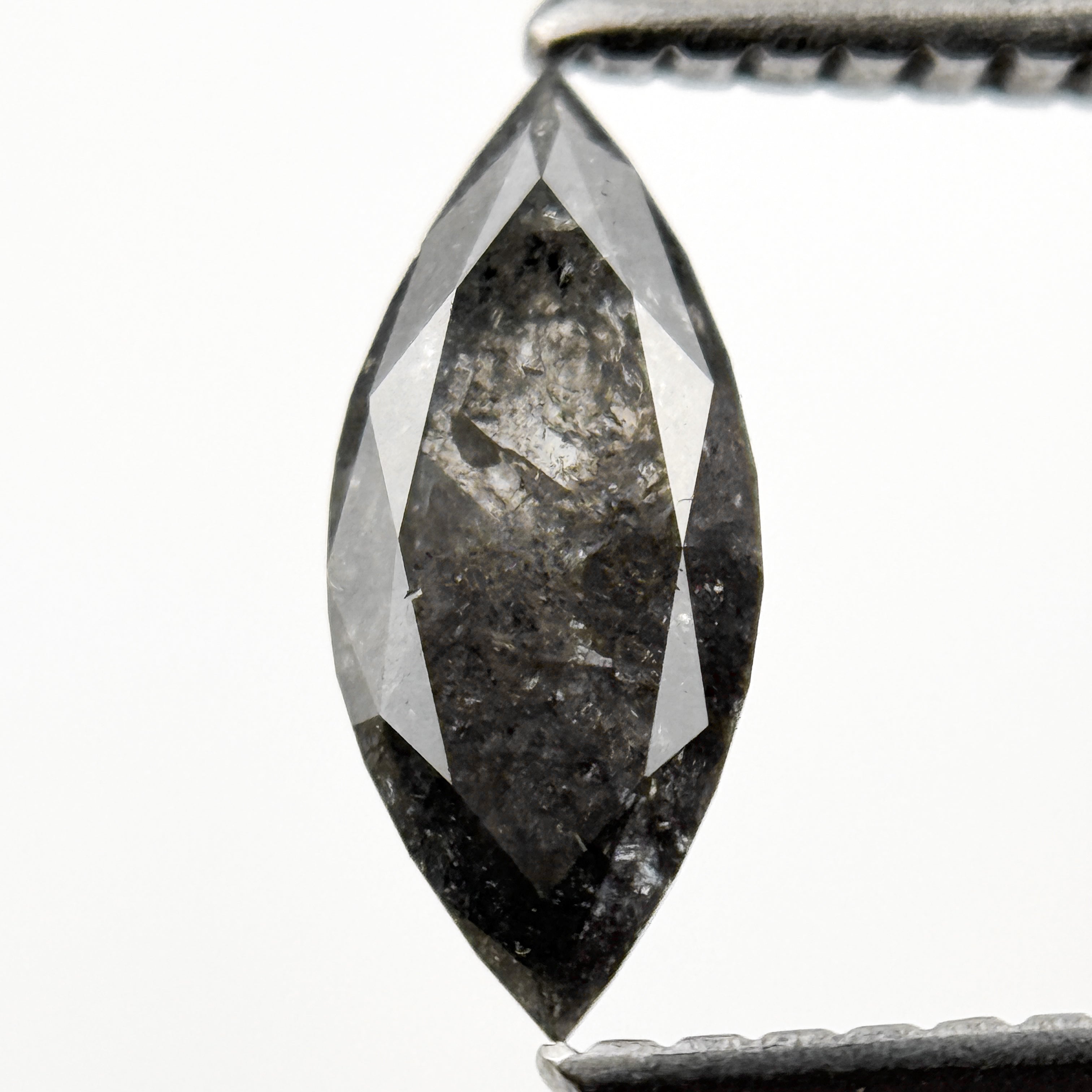 0.62 Ct Marquise Rose Cut Grey Natural Galaxy Diamond
