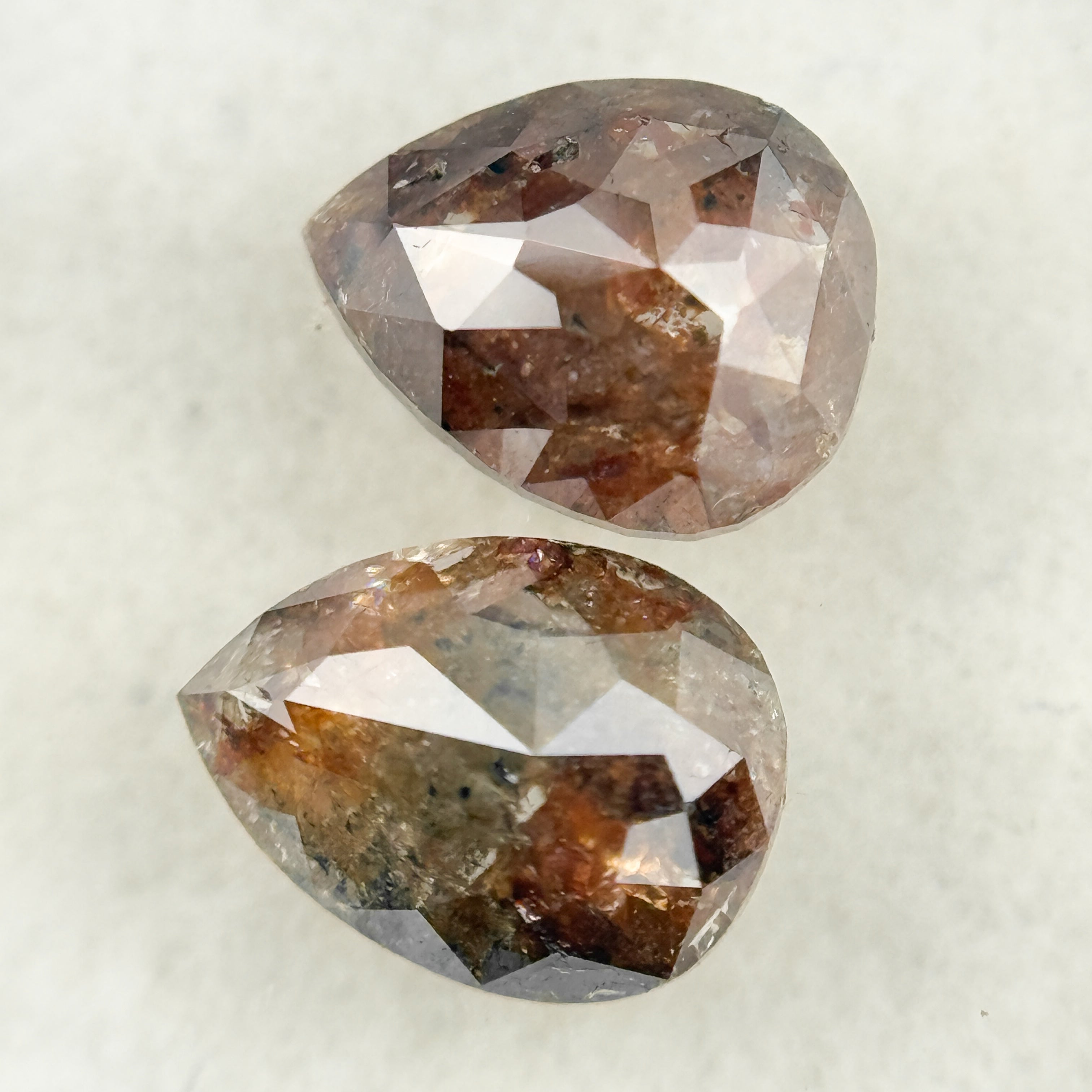 1.78 Ct Pear Rose Cut Red Natural Salt and Pepper Diamond