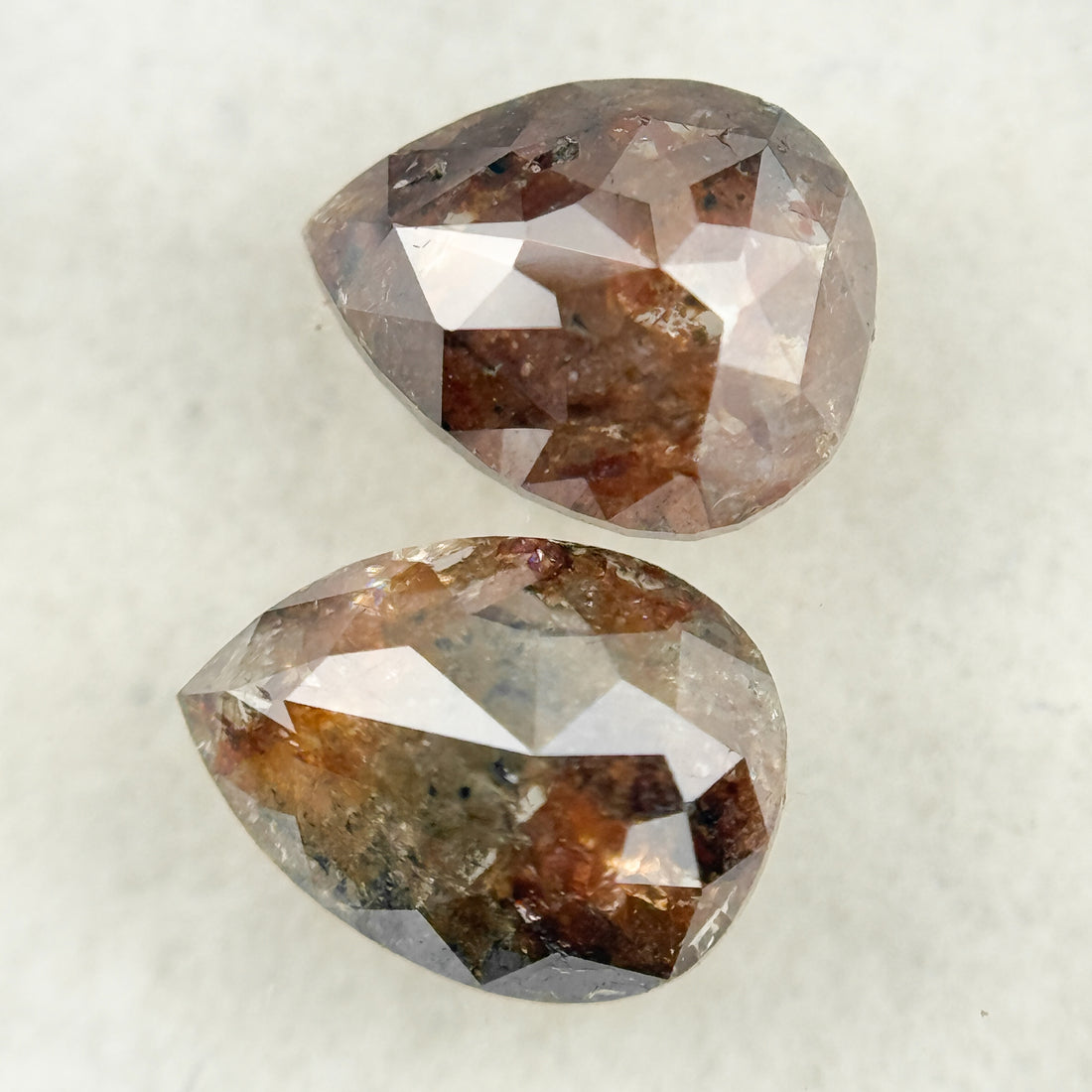 1.78 Ct Pear Rose Cut Red Natural Salt and Pepper Diamond