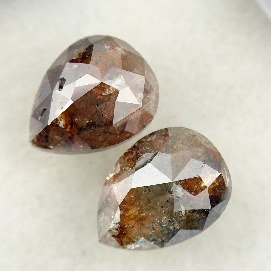 1.78 Ct Pear Rose Cut Red Natural Salt and Pepper Diamond