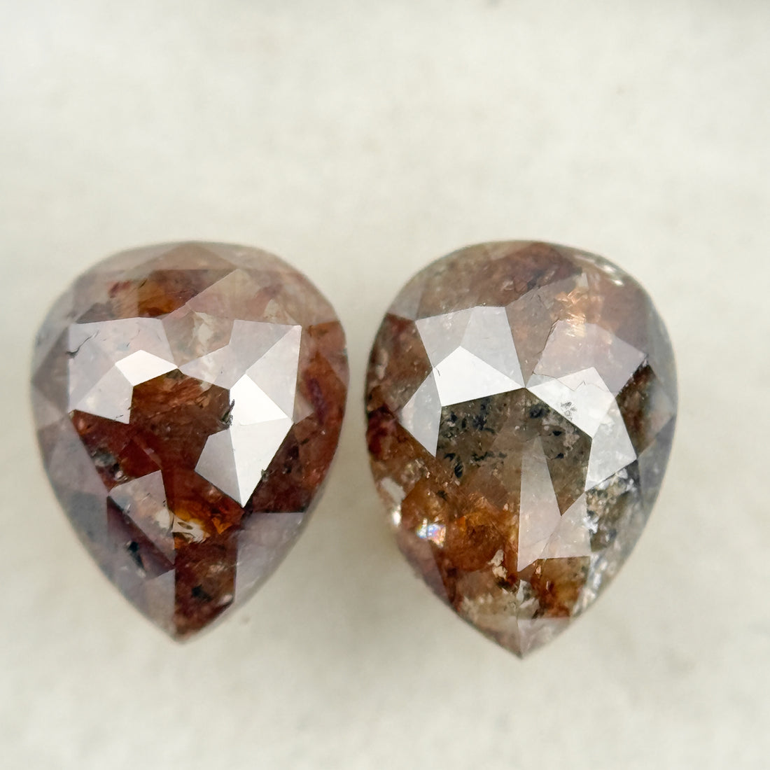 1.78 Ct Pear Rose Cut Red Natural Salt and Pepper Diamond