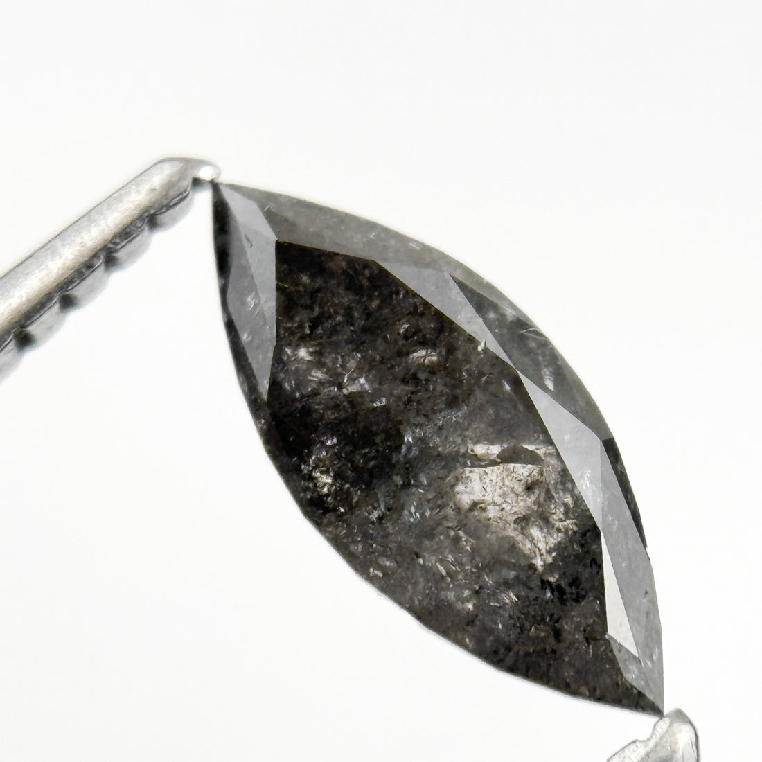 0.62 Ct Marquise Rose Cut Grey Natural Galaxy Diamond