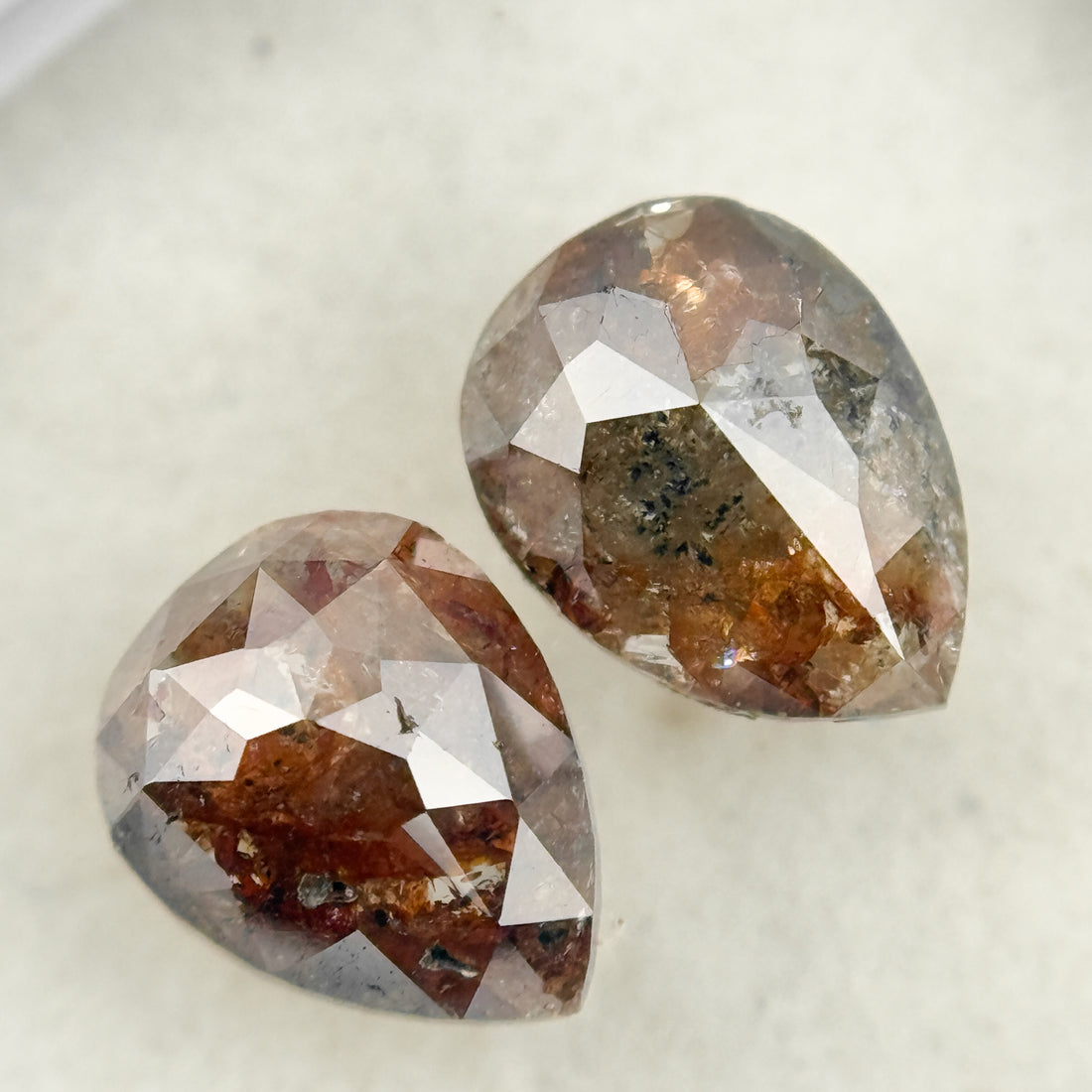 1.78 Ct Pear Rose Cut Red Natural Salt and Pepper Diamond