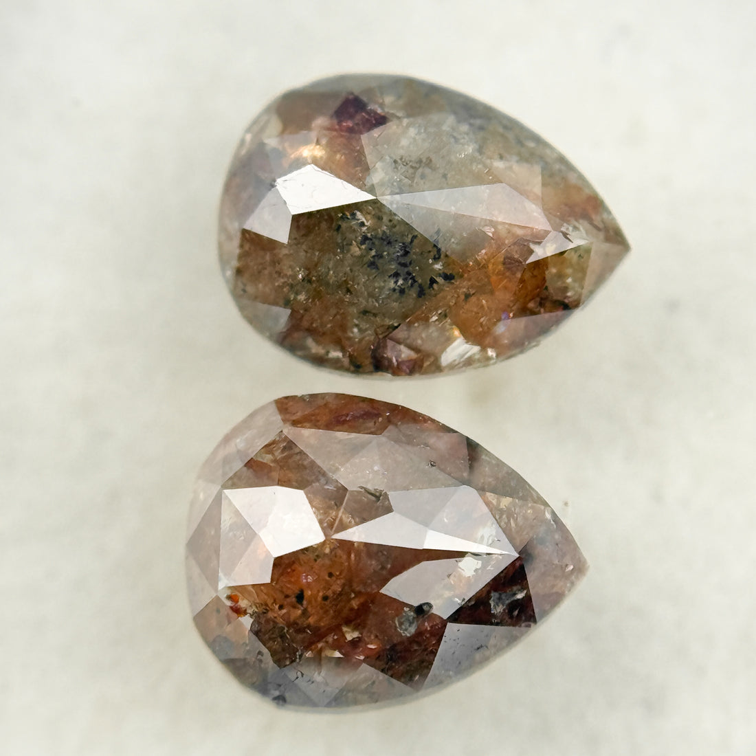 1.78 Ct Pear Rose Cut Red Natural Salt and Pepper Diamond
