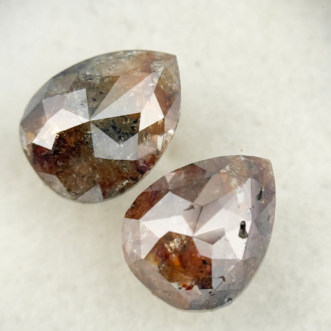 1.78 Ct Pear Rose Cut Red Natural Salt and Pepper Diamond