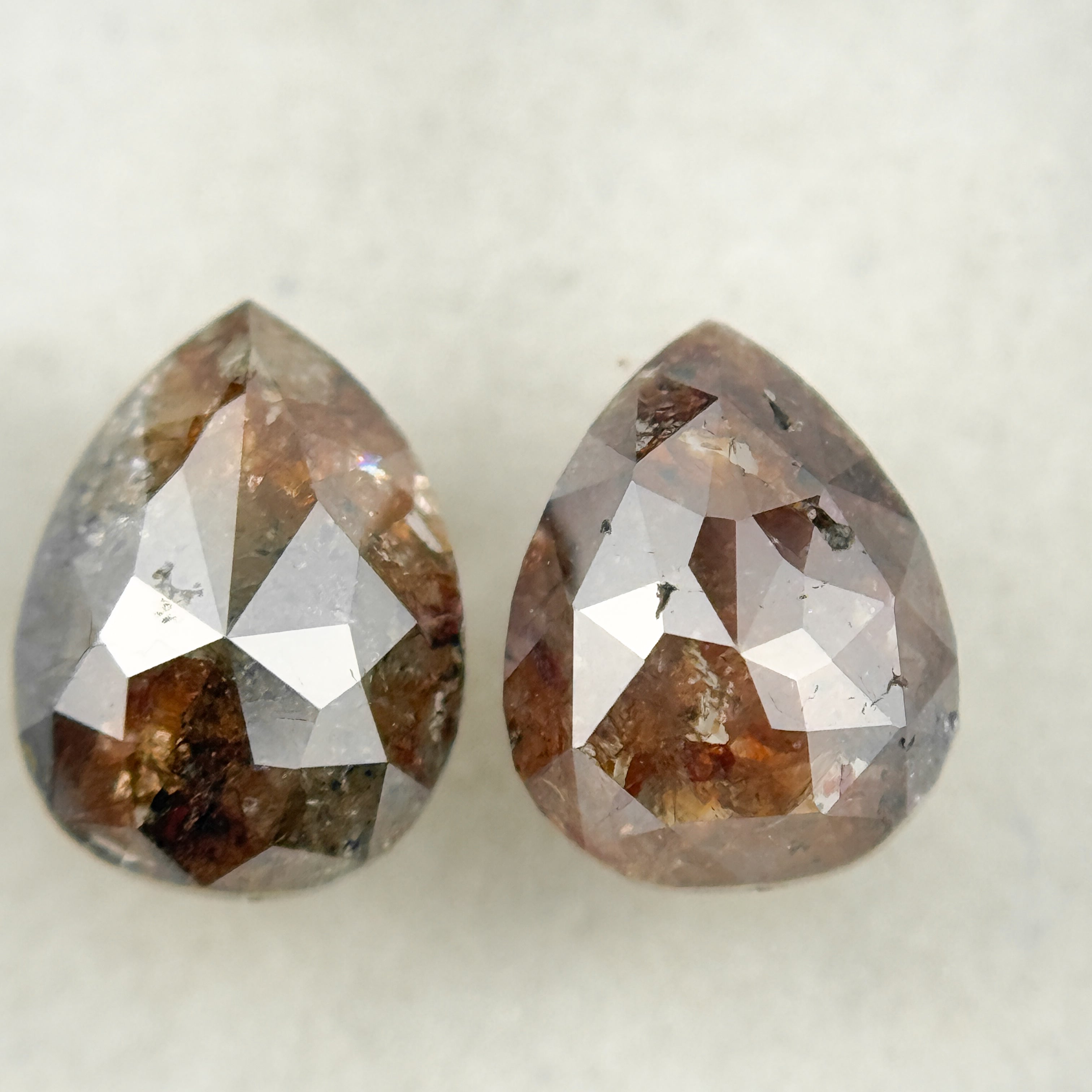 1.78 Ct Pear Rose Cut Red Natural Salt and Pepper Diamond