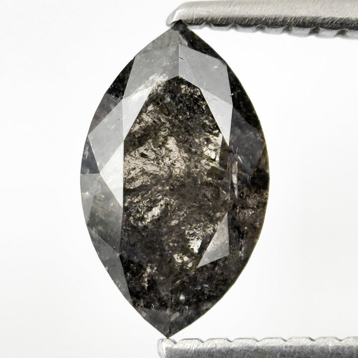 1.26 Ct Marquise Rose Cut Grey Natural Salt and Pepper Diamond