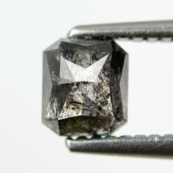 1.02 Ct Radiant Rose Cut Grey Natural Salt and Pepper Diamond