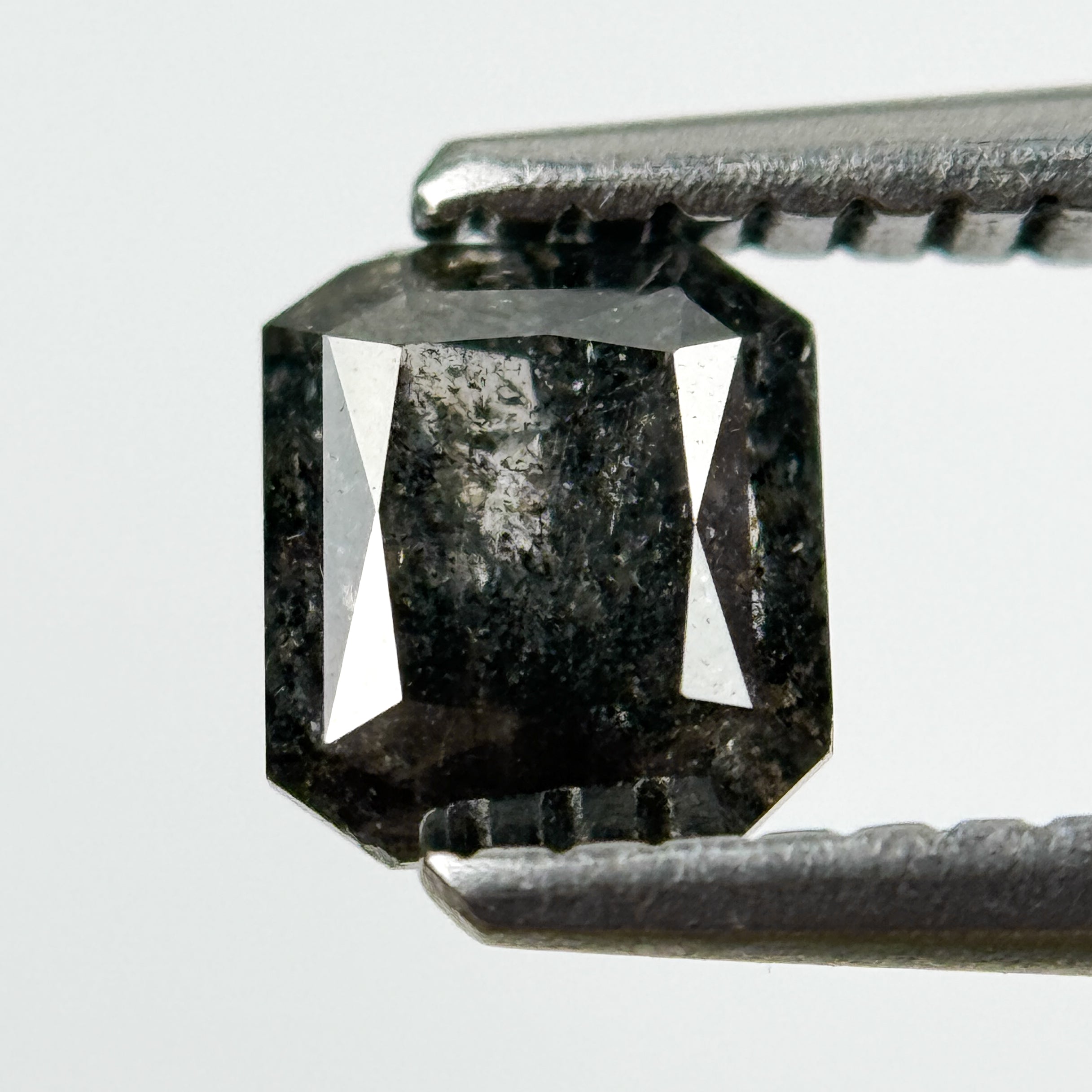 1.02 Ct Radiant Rose Cut Grey Natural Salt and Pepper Diamond