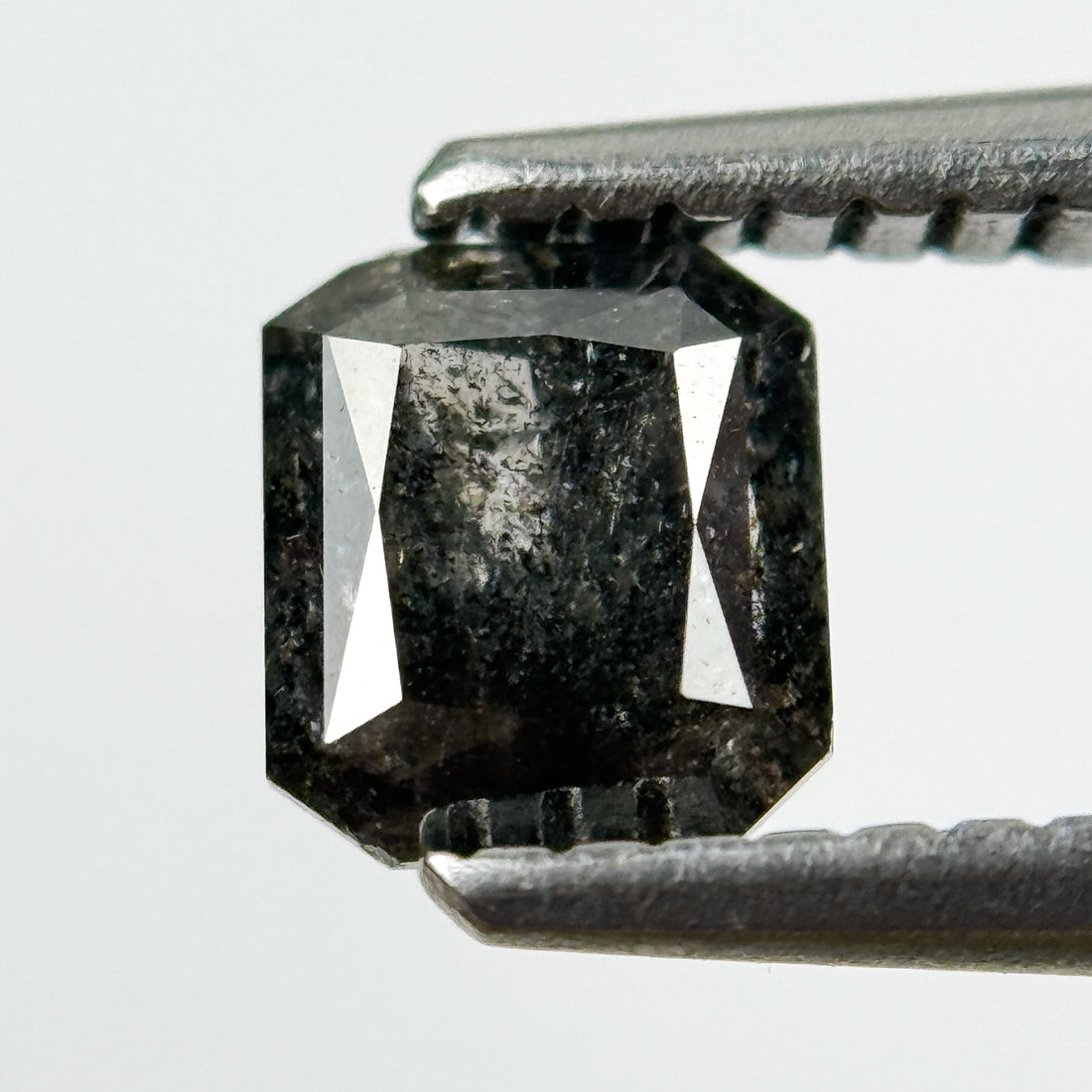 1.02 Ct Radiant Rose Cut Grey Natural Salt and Pepper Diamond