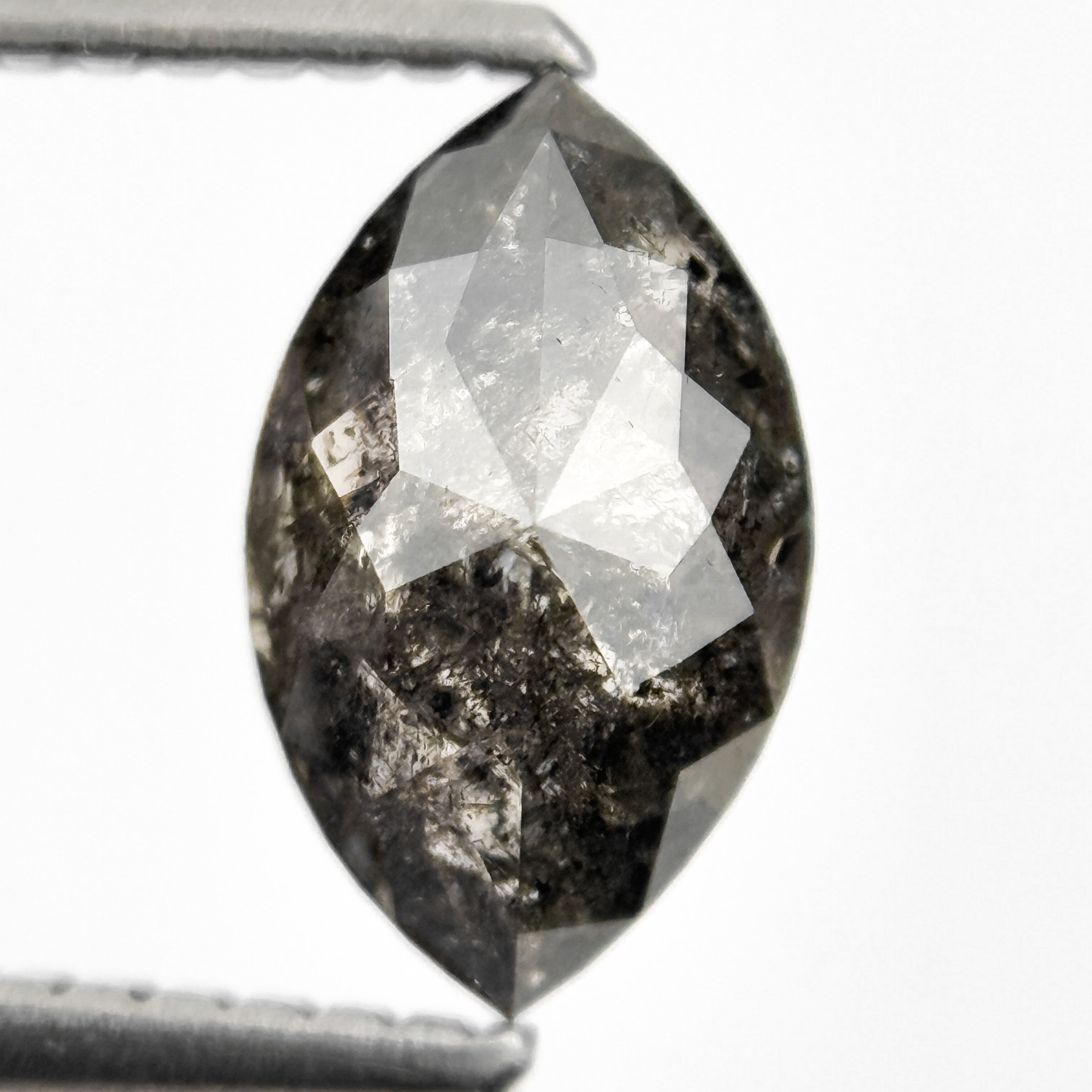 1.26 Ct Marquise Rose Cut Grey Natural Salt and Pepper Diamond
