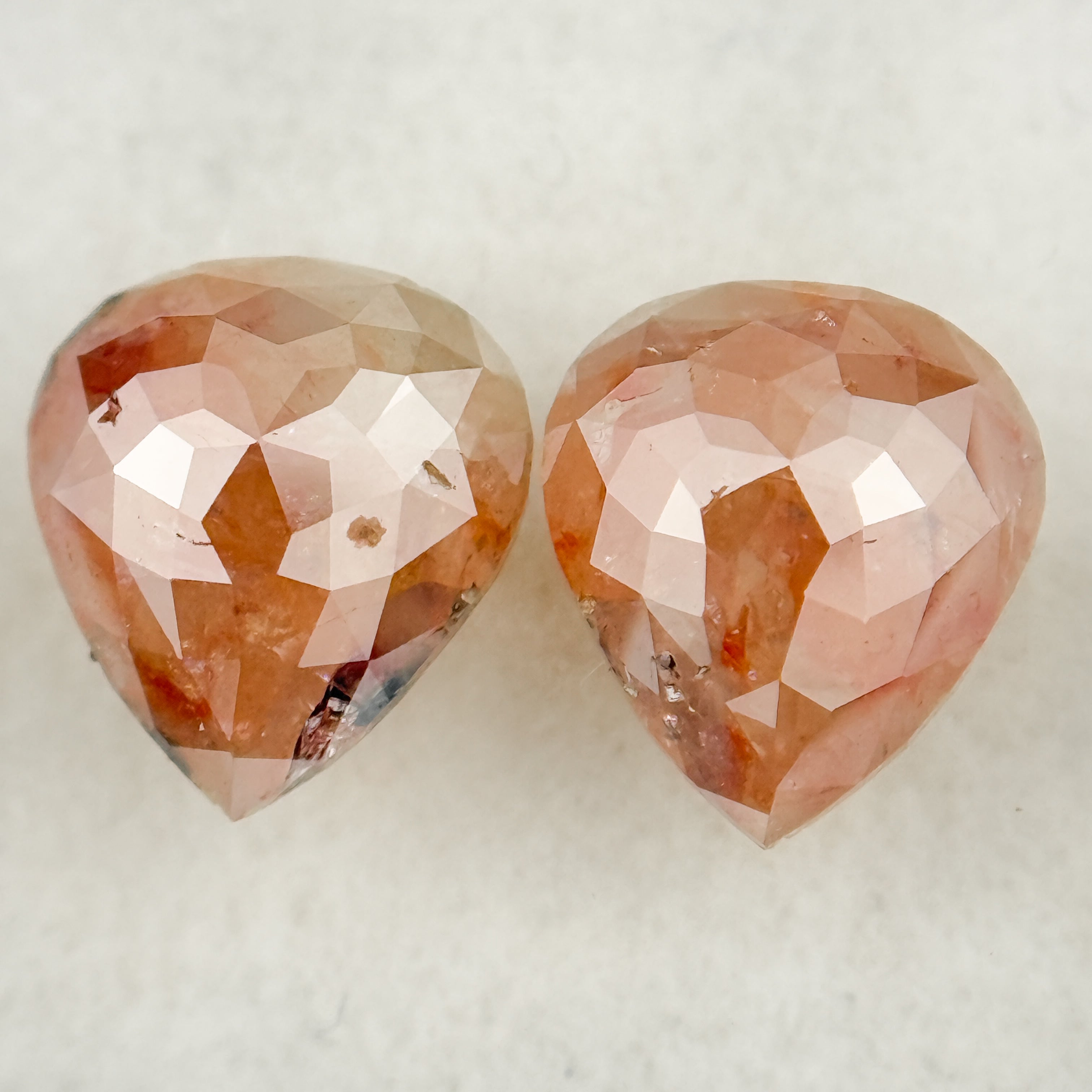 2.48 Ct Pear Rose Cut Peach Natural Salt and Pepper Diamond