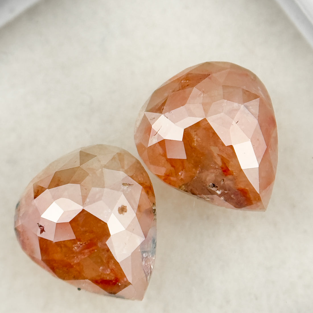 2.48 Ct Pear Rose Cut Peach Natural Salt and Pepper Diamond