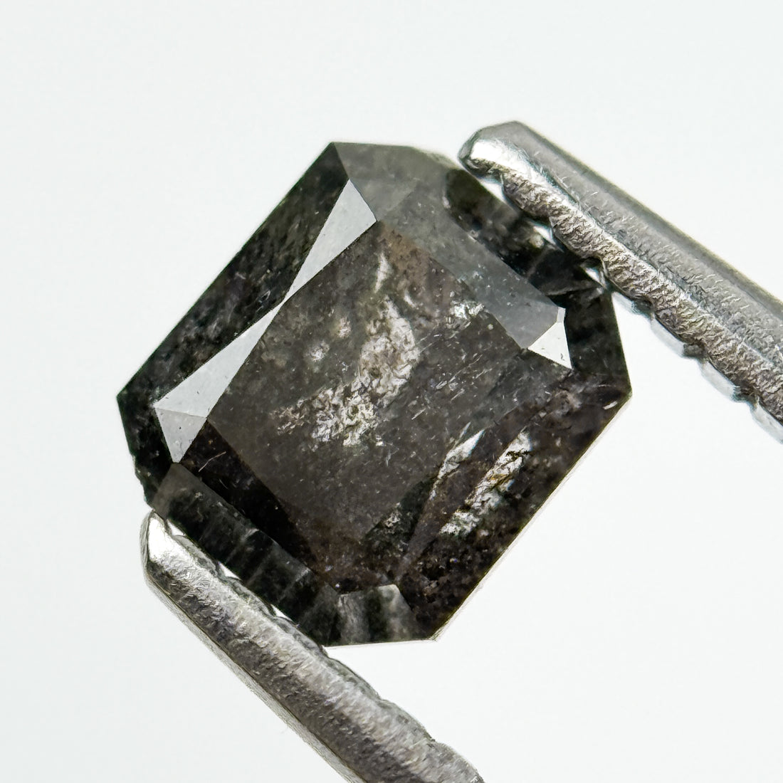 1.02 Ct Radiant Rose Cut Grey Natural Salt and Pepper Diamond