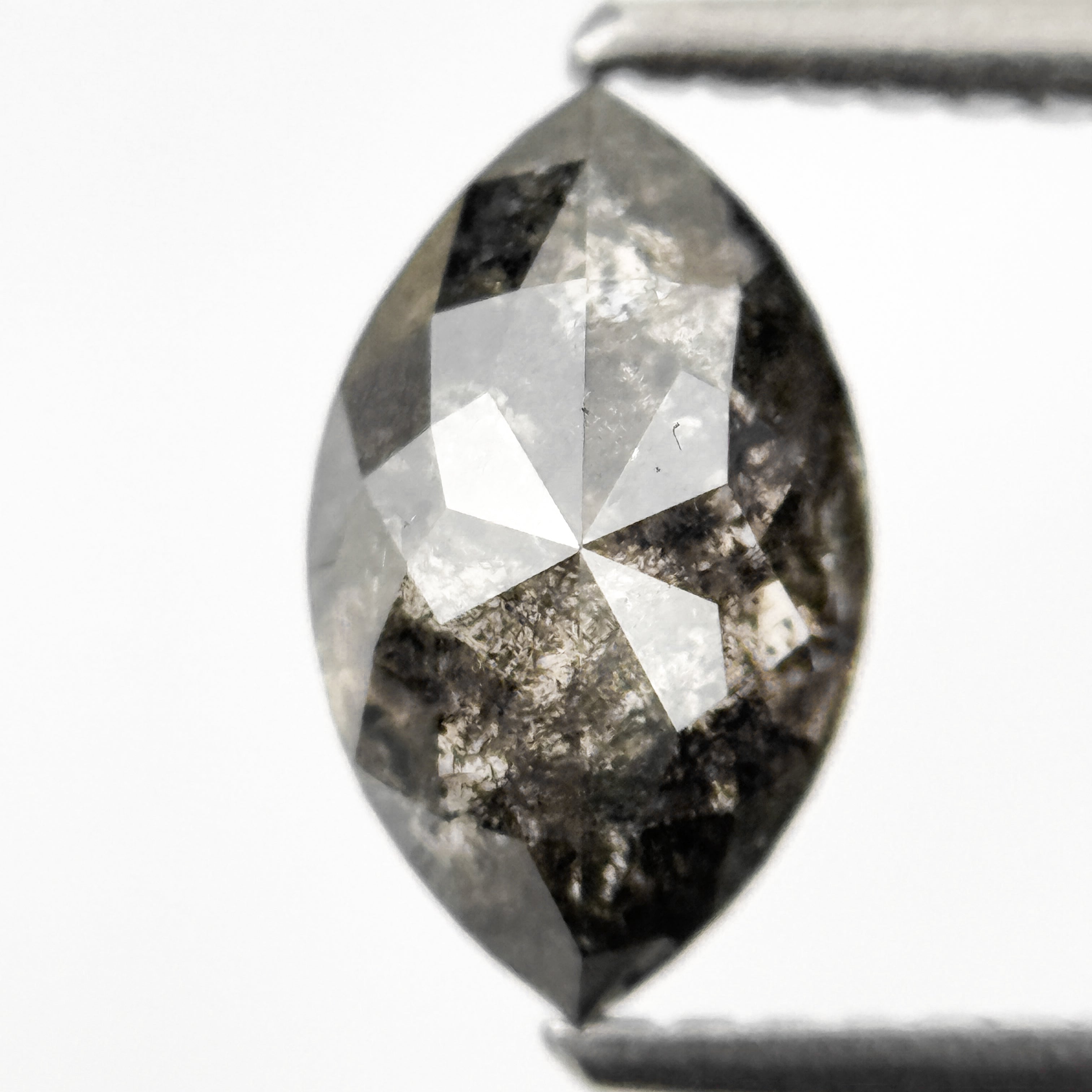 1.26 Ct Marquise Rose Cut Grey Natural Salt and Pepper Diamond