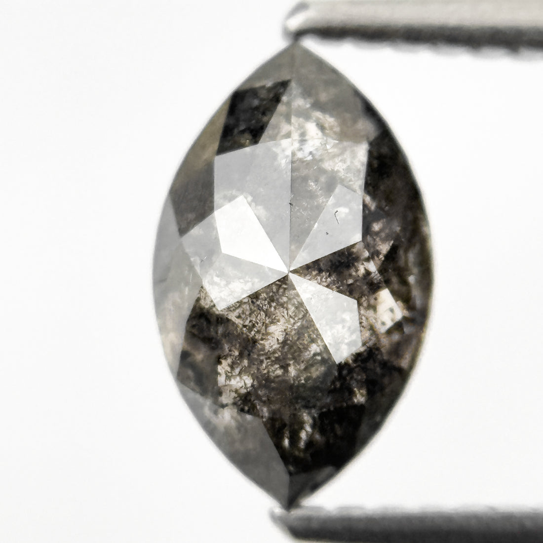 1.26 Ct Marquise Rose Cut Grey Natural Salt and Pepper Diamond