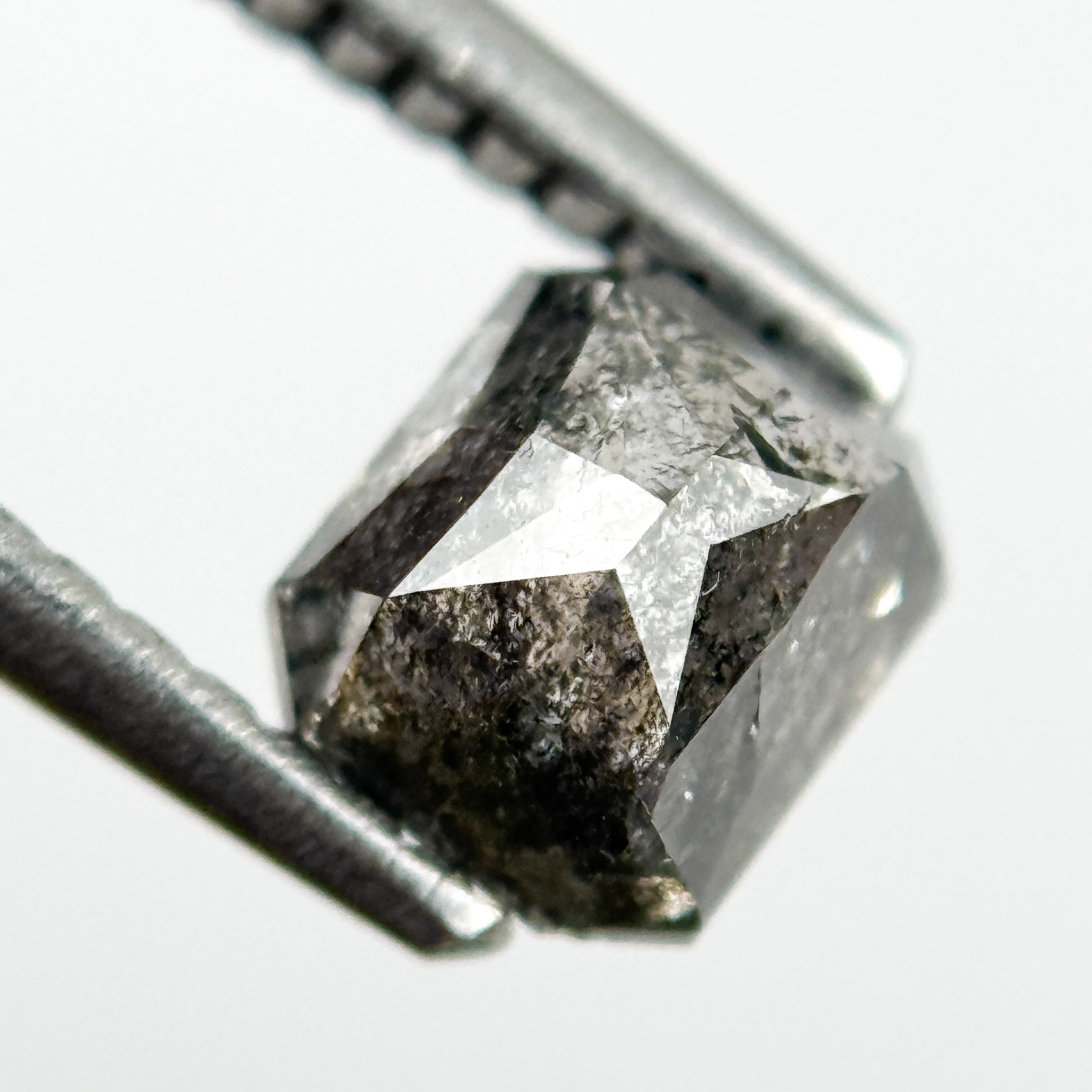 1.02 Ct Radiant Rose Cut Grey Natural Salt and Pepper Diamond