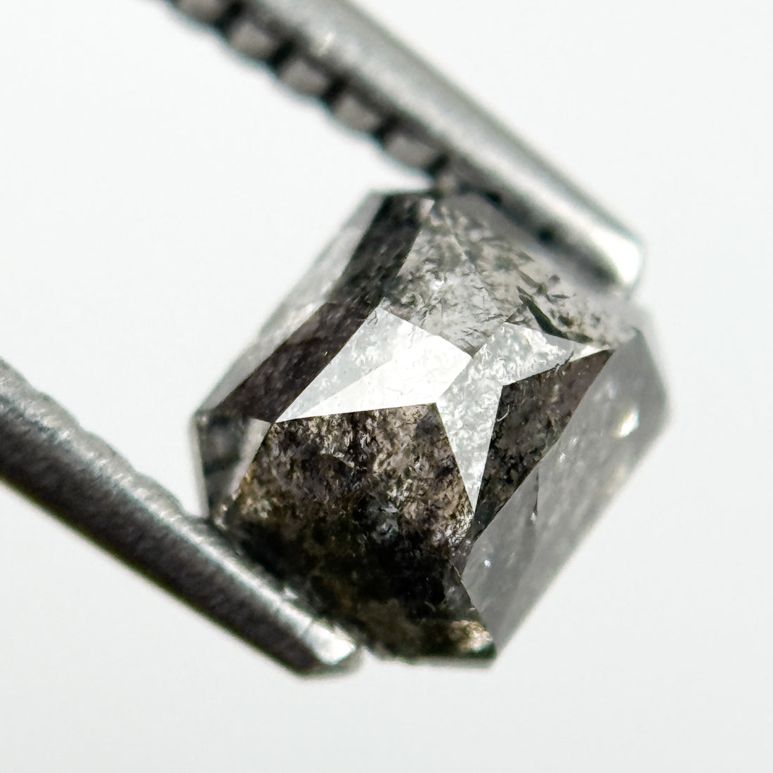 1.02 Ct Radiant Rose Cut Grey Natural Salt and Pepper Diamond