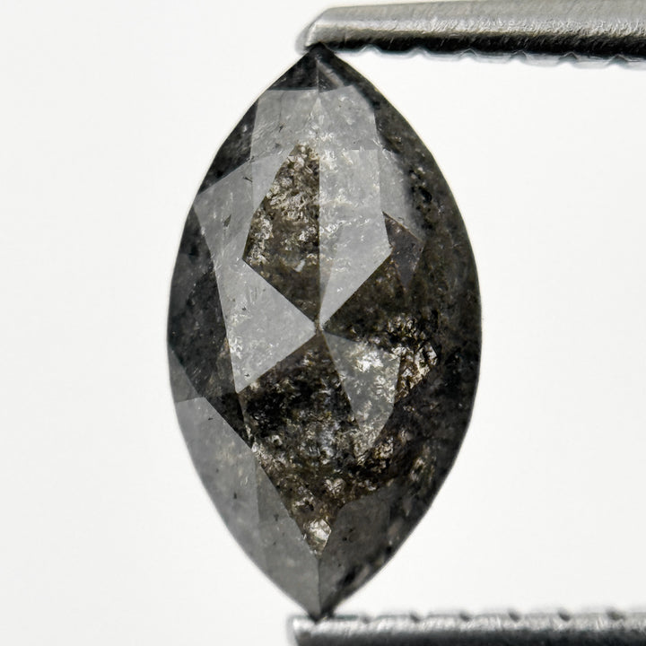 1.05 Ct Marquise Rose Cut Grey Natural Salt and pepper Diamond