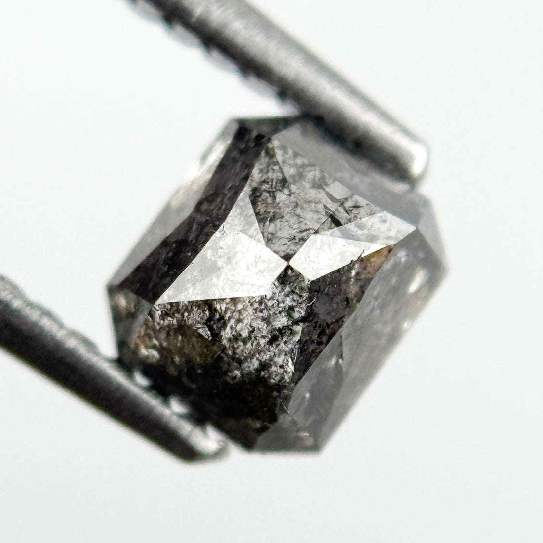 1.02 Ct Radiant Rose Cut Grey Natural Salt and Pepper Diamond
