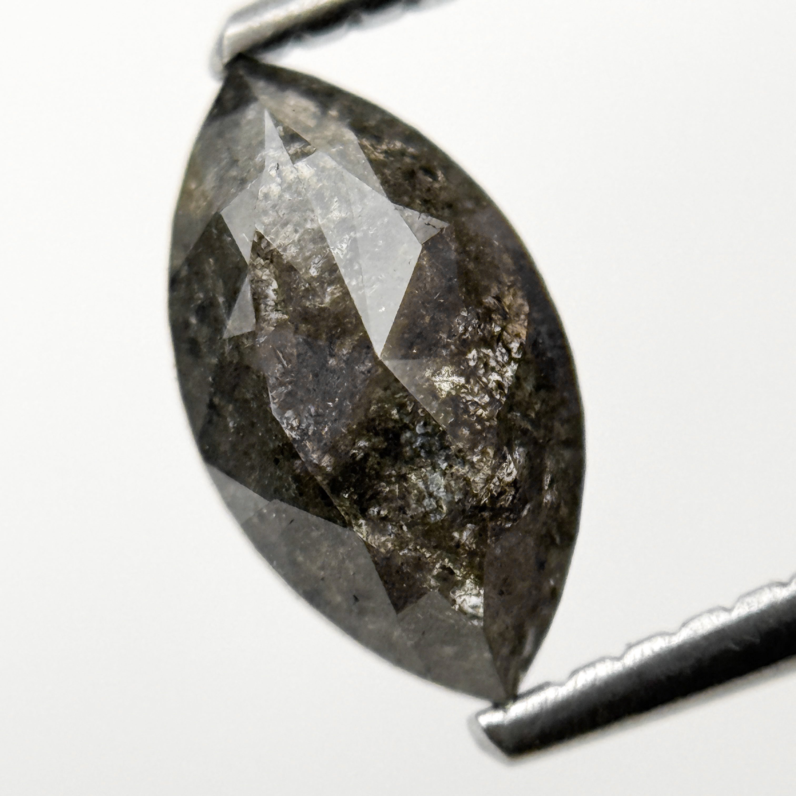 1.05 Ct Marquise Rose Cut Grey Natural Salt and pepper Diamond