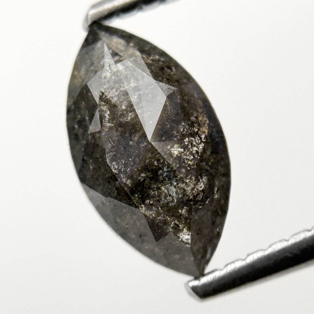 1.05 Ct Marquise Rose Cut Grey Natural Salt and pepper Diamond