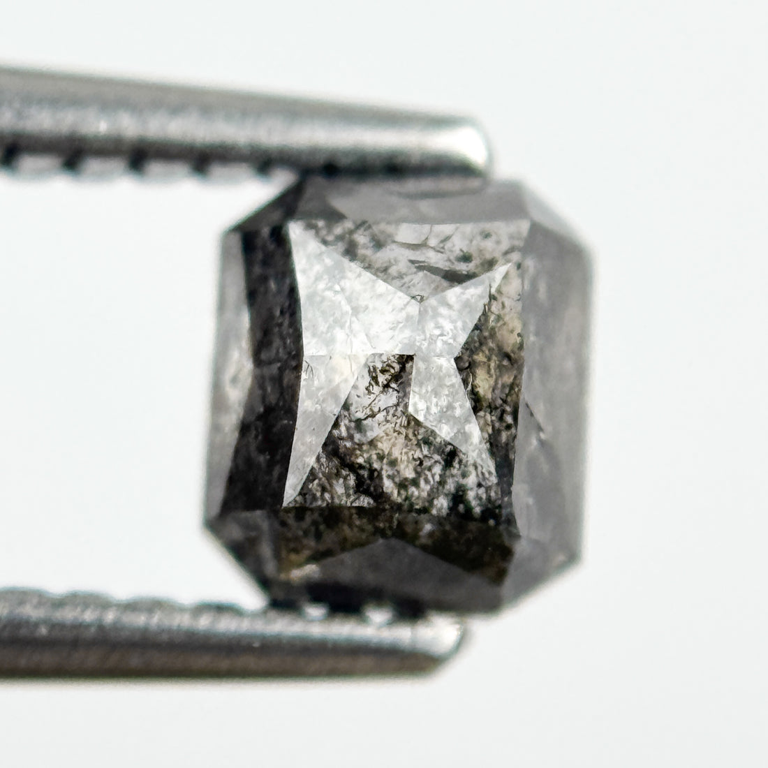1.02 Ct Radiant Rose Cut Grey Natural Salt and Pepper Diamond